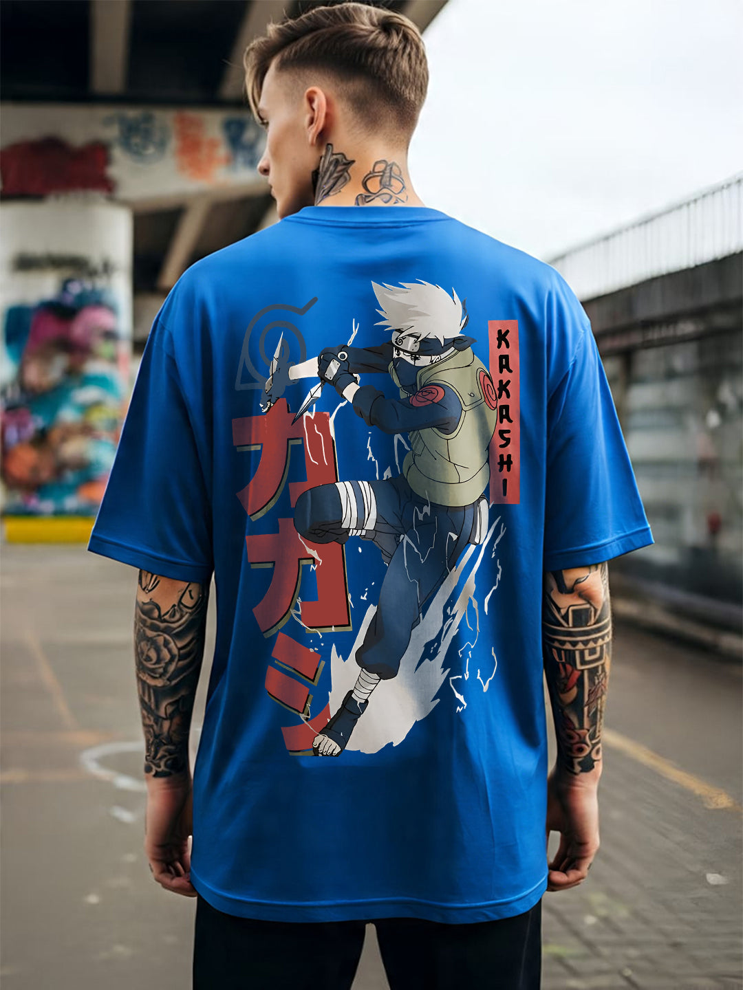 Oversized Kakashi Graphic T-shirt Print