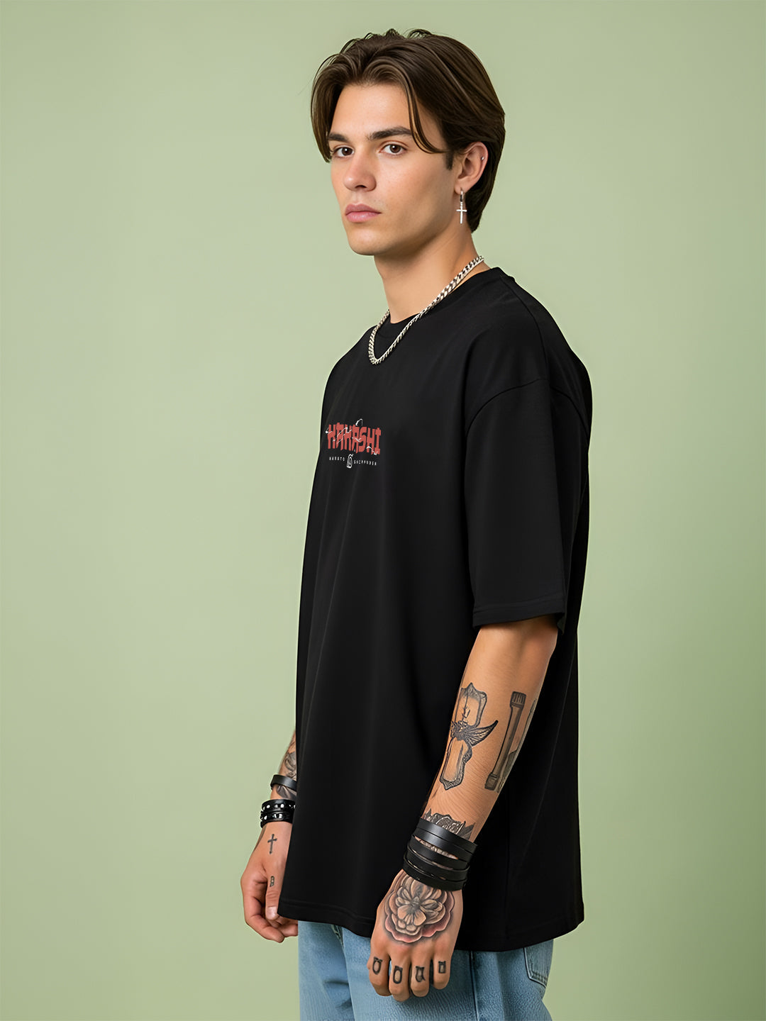 Oversized Kakashi Graphic T-shirt Print