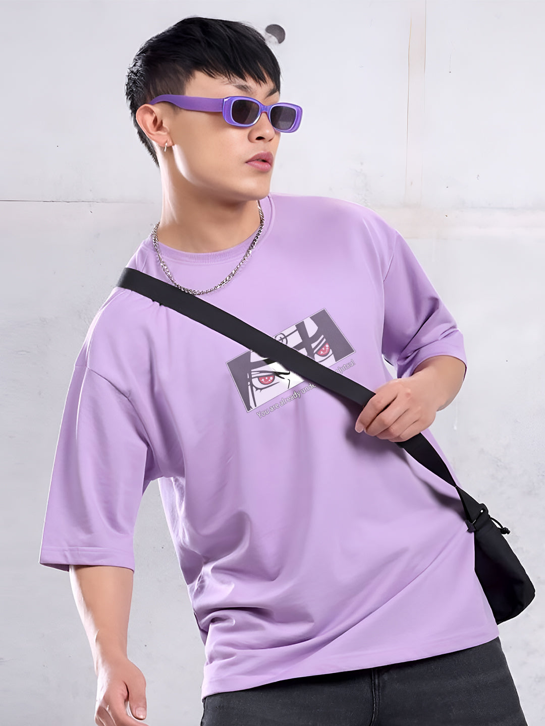 Angerhood Men Oversized Soso Dade Printed Cotton T-Shirt