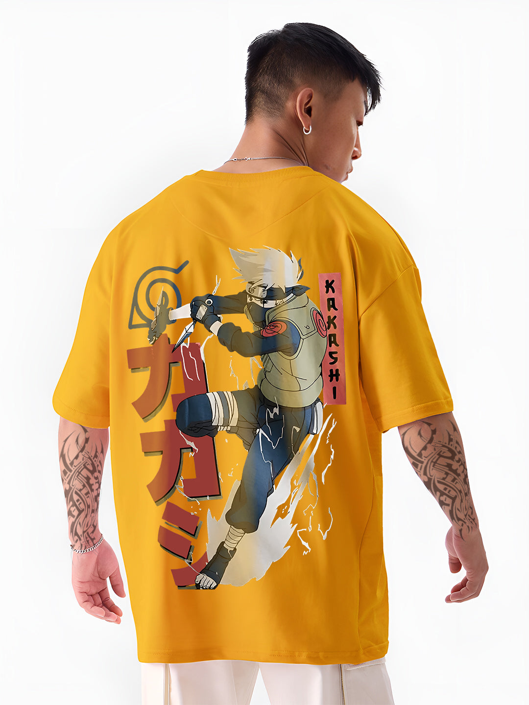 Oversized Kakashi Graphic T-shirt Print