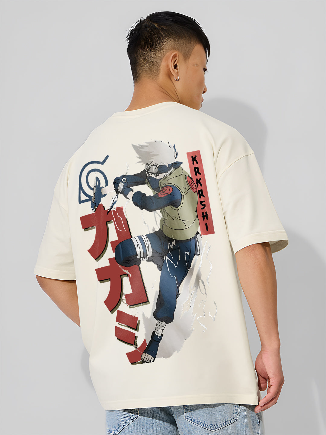 Oversized Kakashi Graphic T-shirt Print