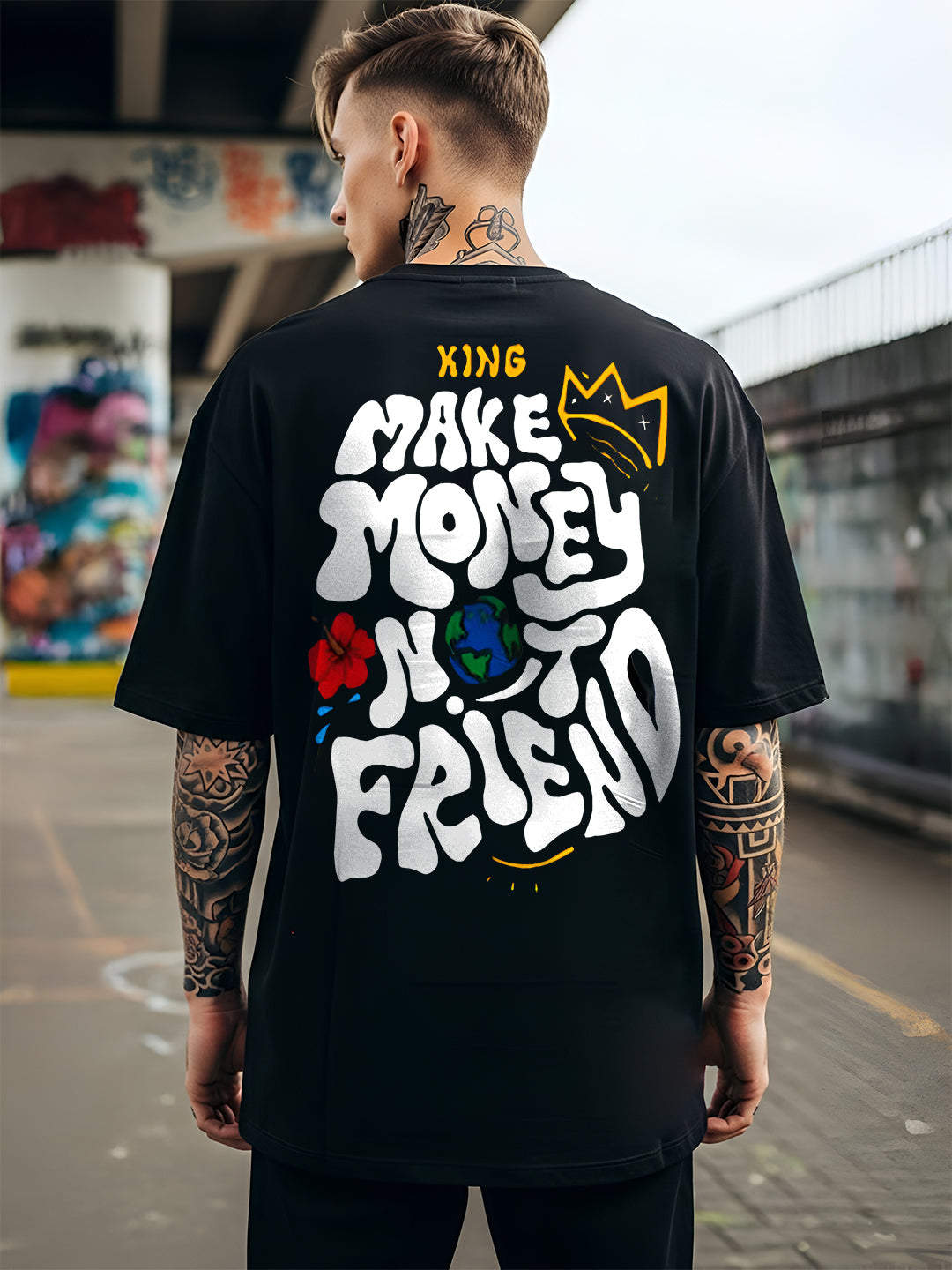 “Make Money Not Friends” Oversized Cotton T-Shirt