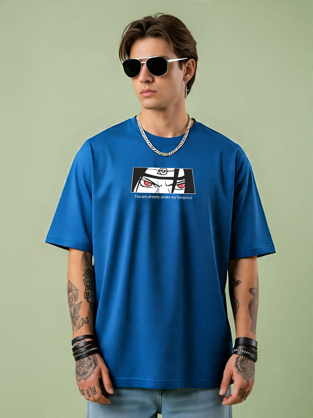Angerhood Men Oversized Soso Dade Printed Cotton T-Shirt