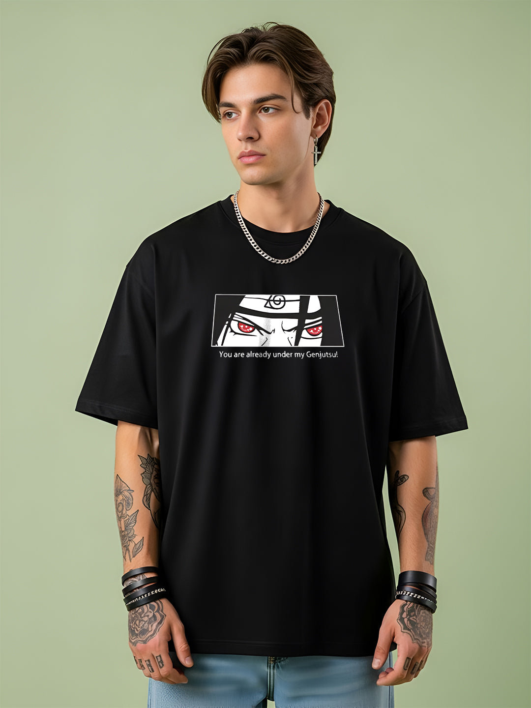Angerhood Men Oversized Soso Dade Printed Cotton T-Shirt