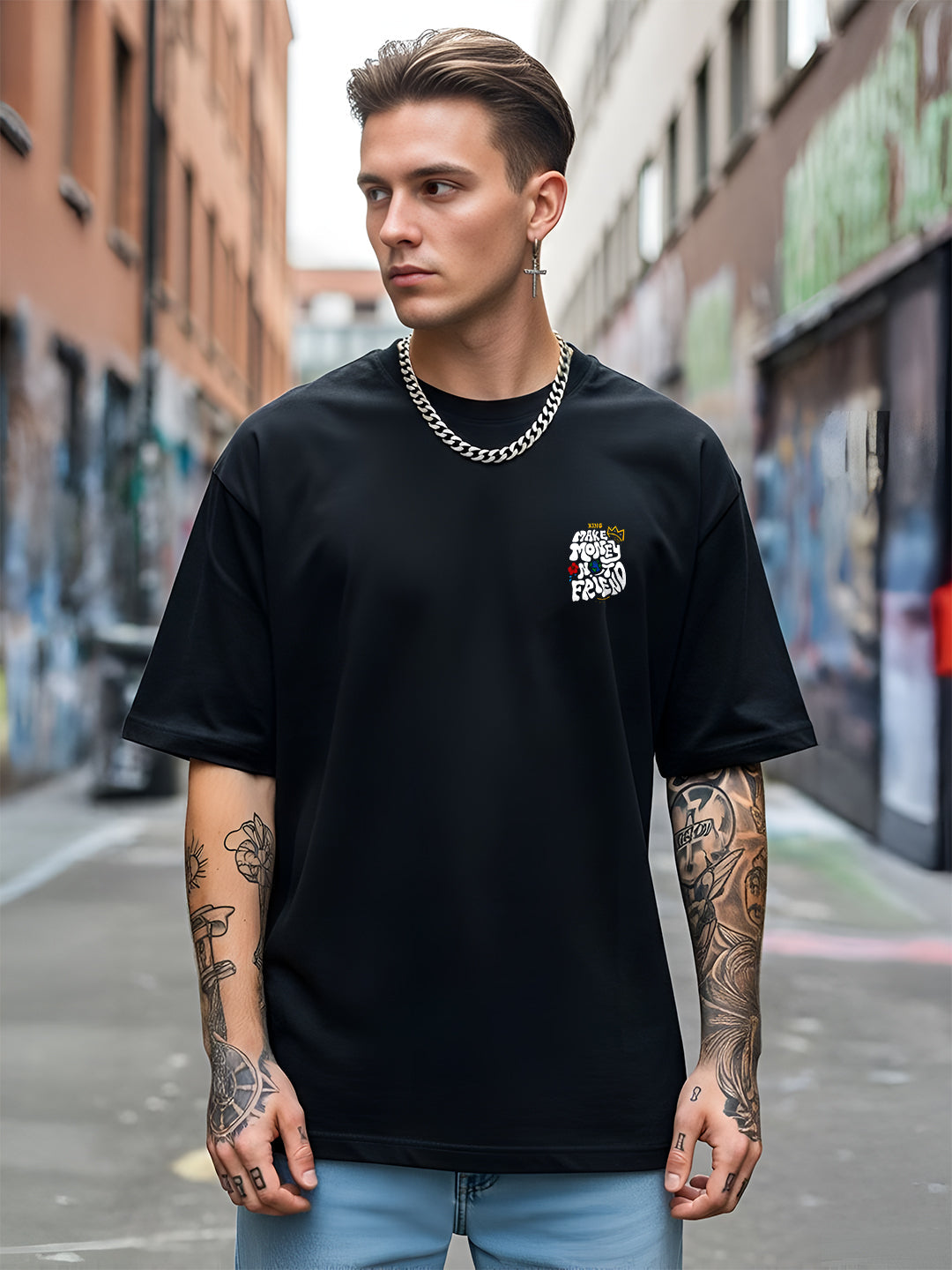 “Make Money Not Friends” Oversized Cotton T-Shirt