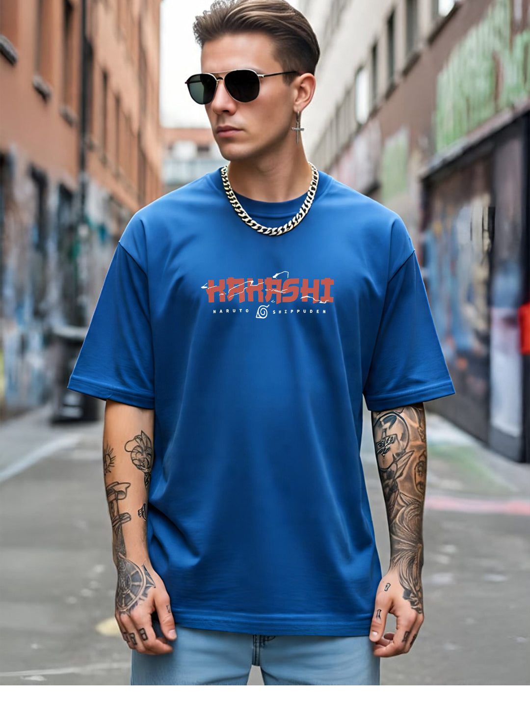 Oversized Kakashi Graphic T-shirt Print