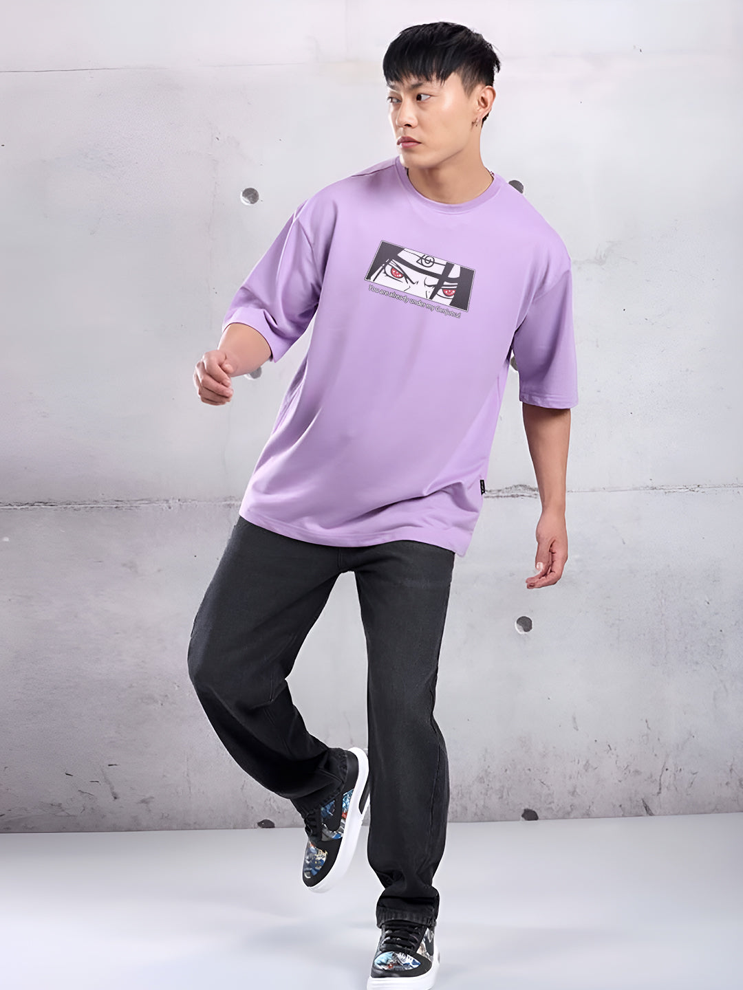 Angerhood Men Oversized Soso Dade Printed Cotton T-Shirt