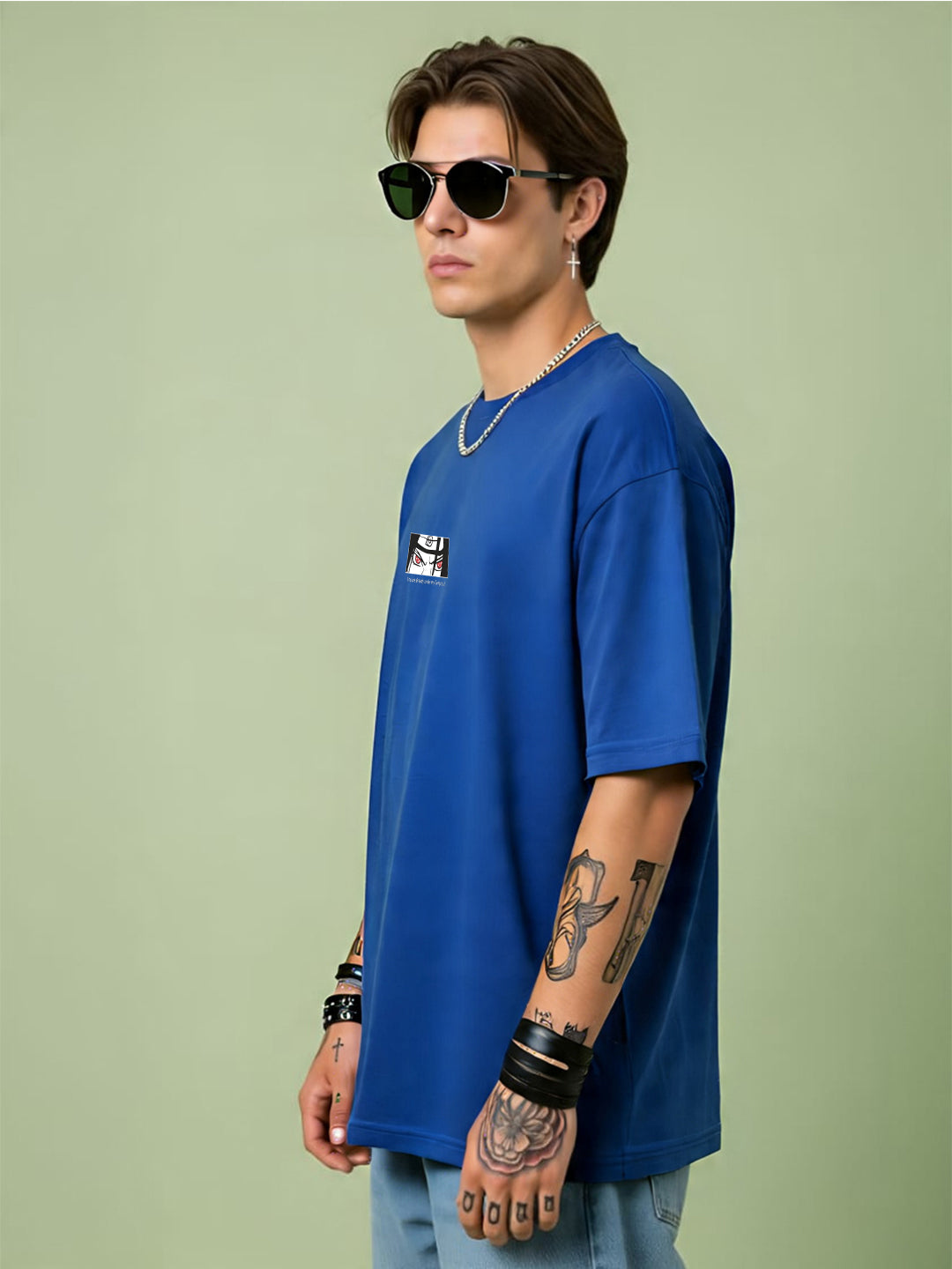 Angerhood Men Oversized Soso Dade Printed Cotton T-Shirt