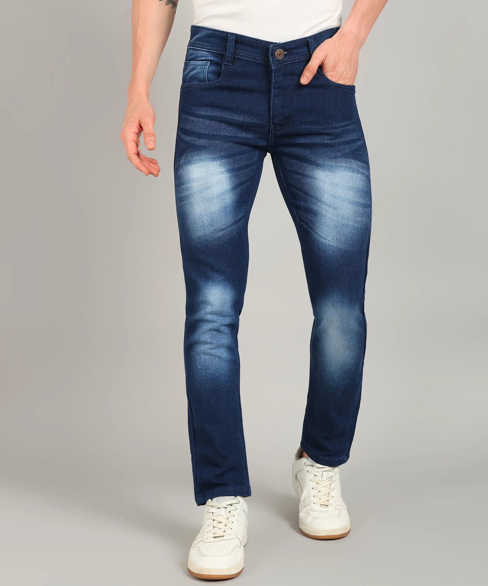 ANGERHOOD Relaxed Fit Men Blue Spray Jeans