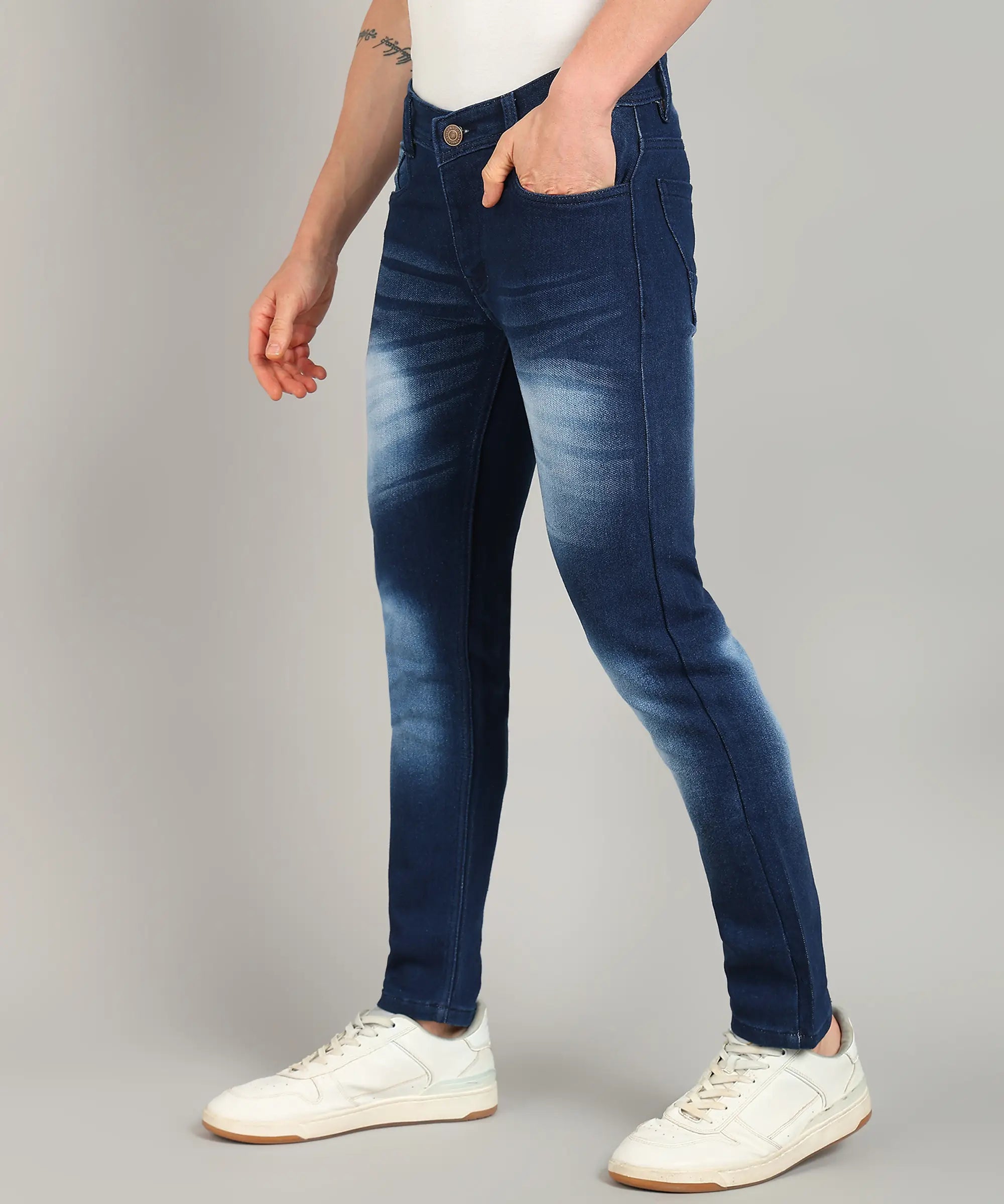 ANGERHOOD Relaxed Fit Men Blue Spray Jeans