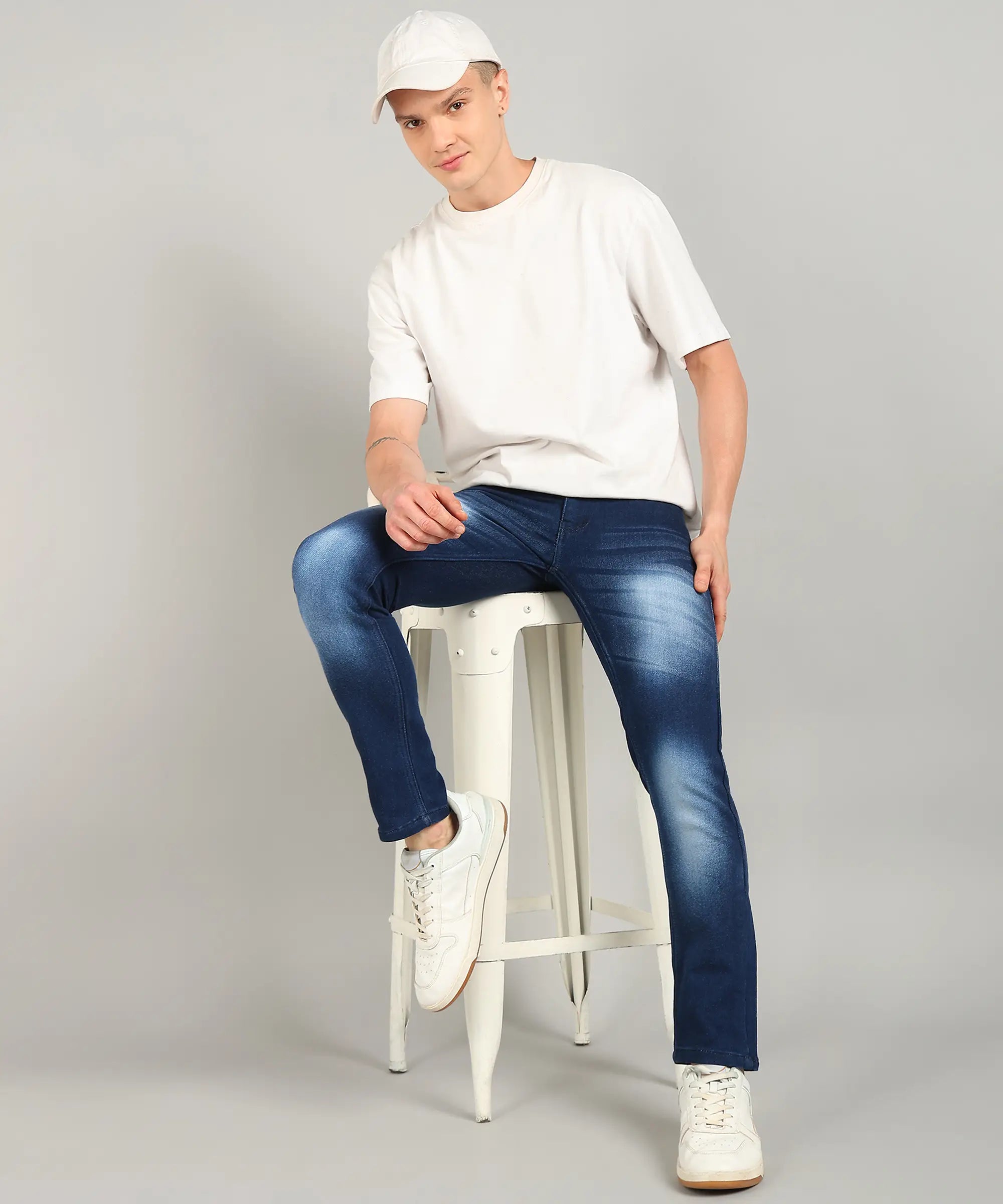 ANGERHOOD Relaxed Fit Men Blue Spray Jeans