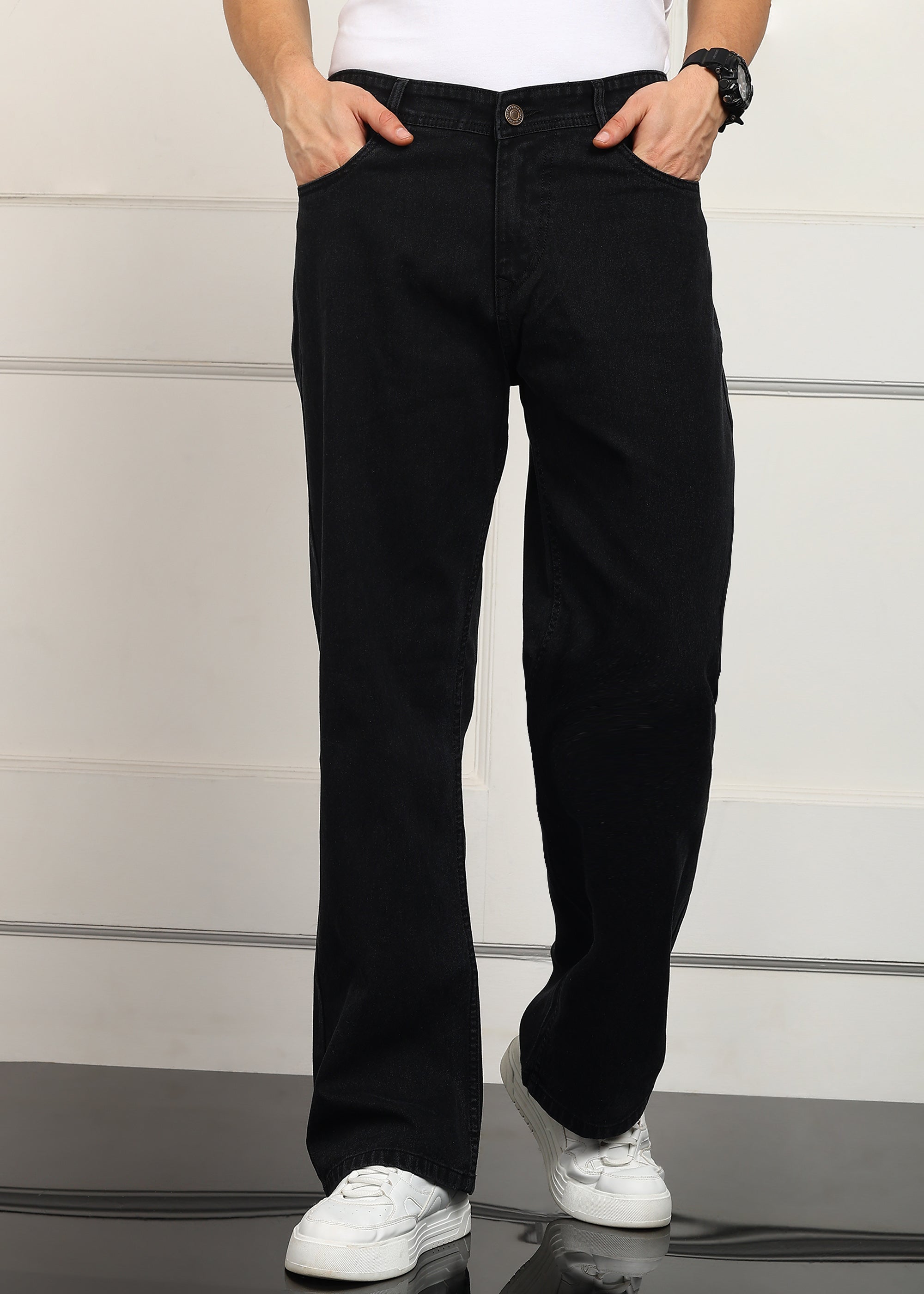 ANGERHOOD Loose Fit Men Black Jeans