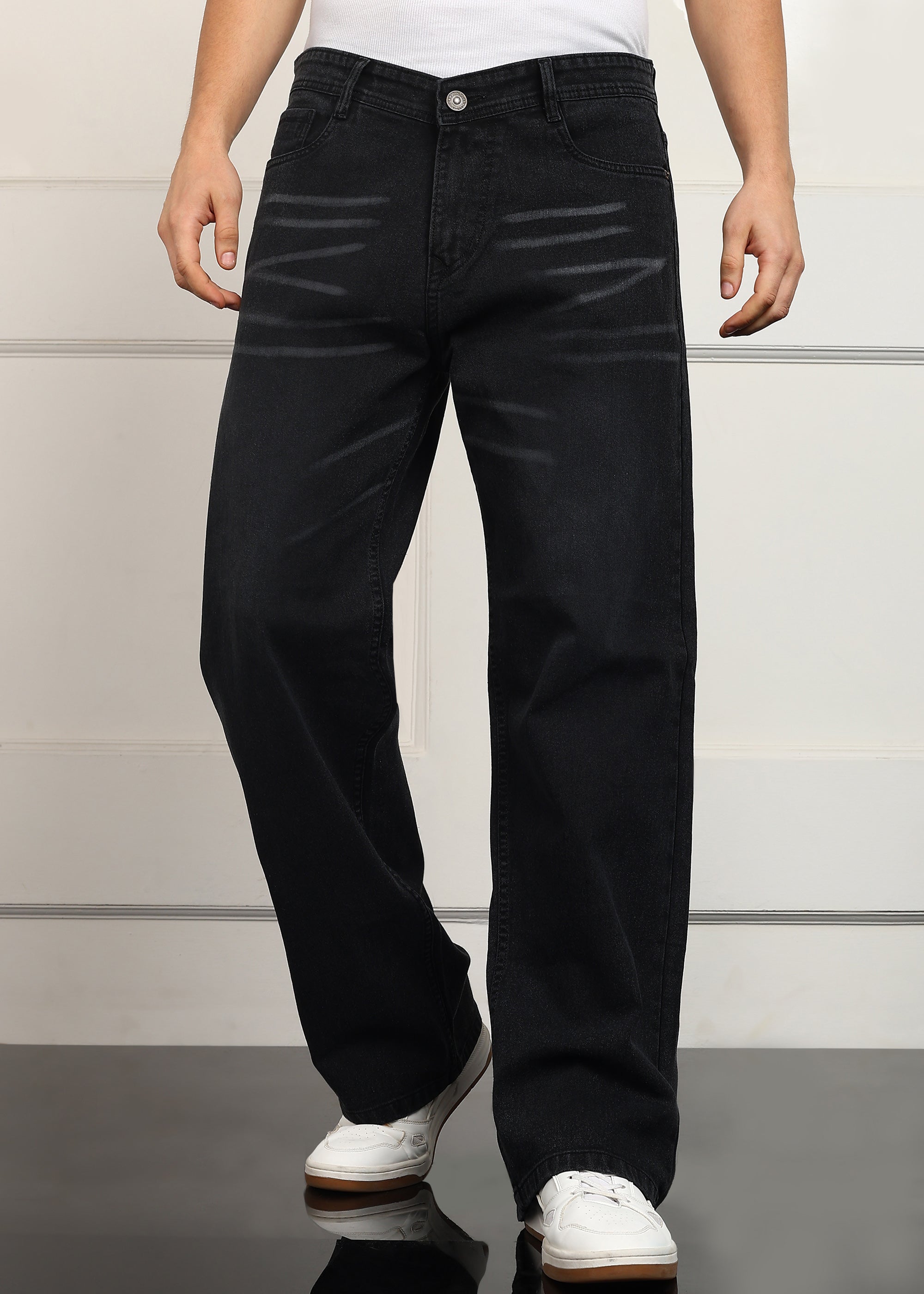ANGERHOOD Loose Fit Men Black Jeans