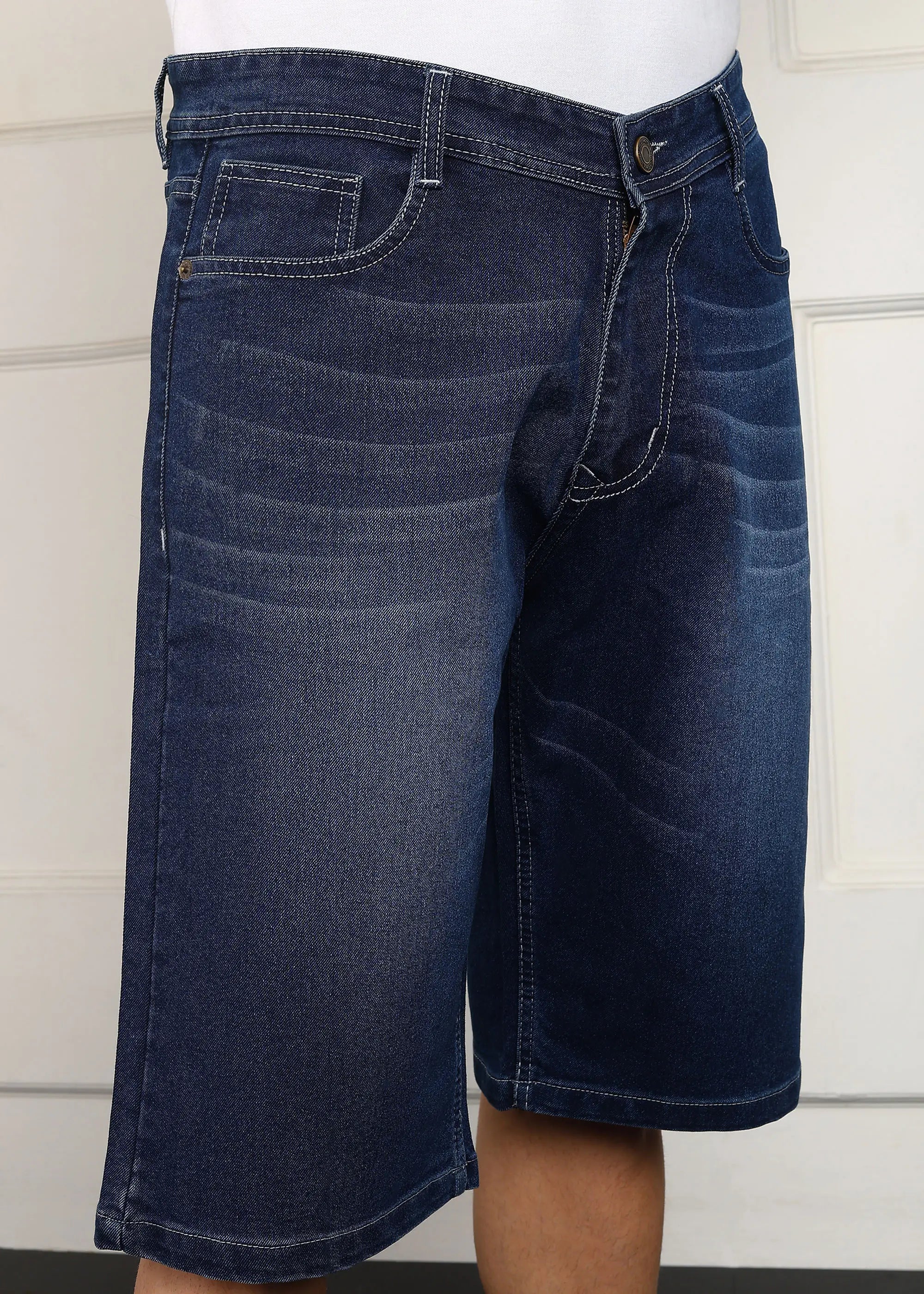 ANGERHOOD Solid Men Denim Dark Blue Baggy Shorts