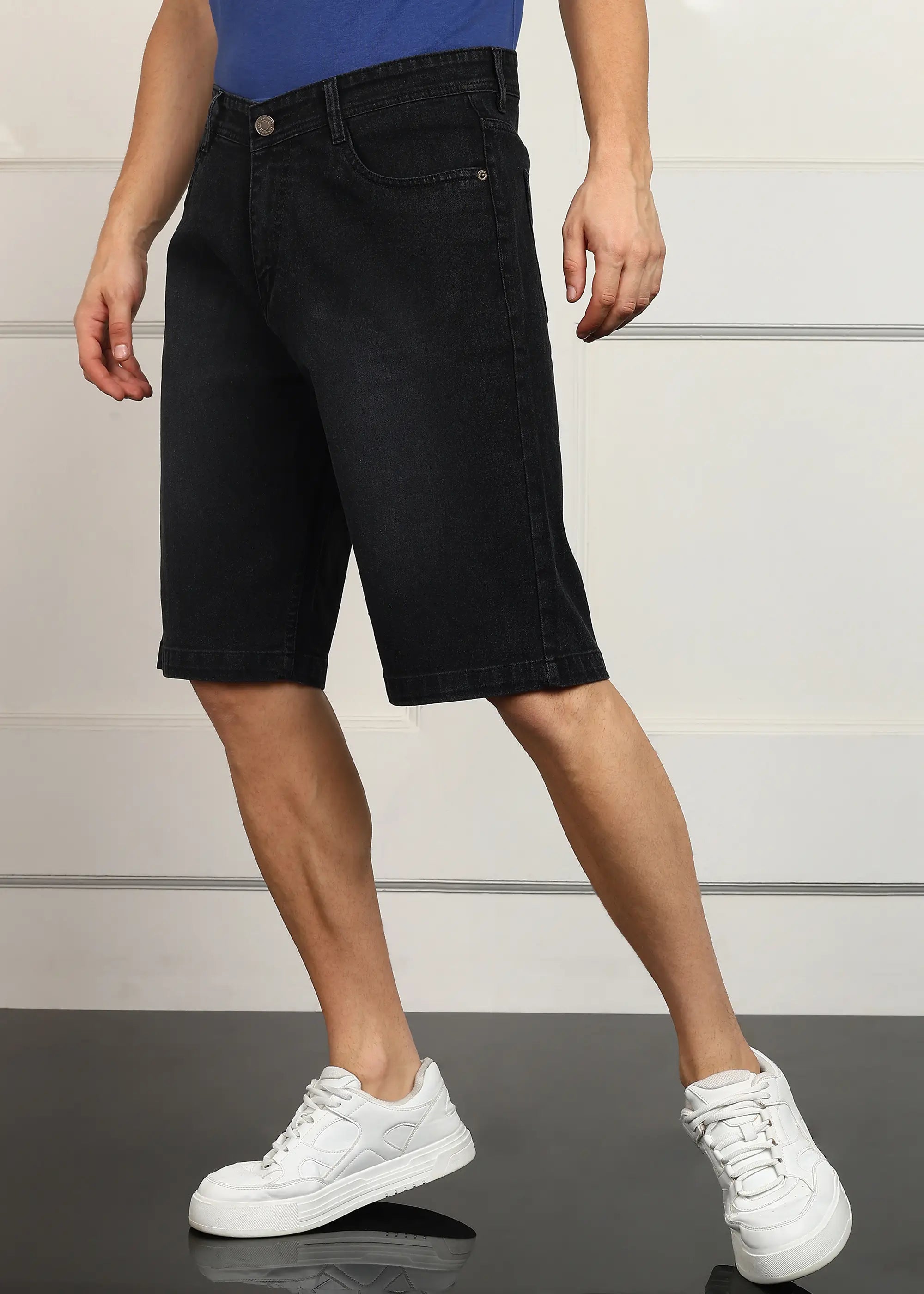 ANGERHOOD Solid Men Denim Dark Grey Baggy Shorts