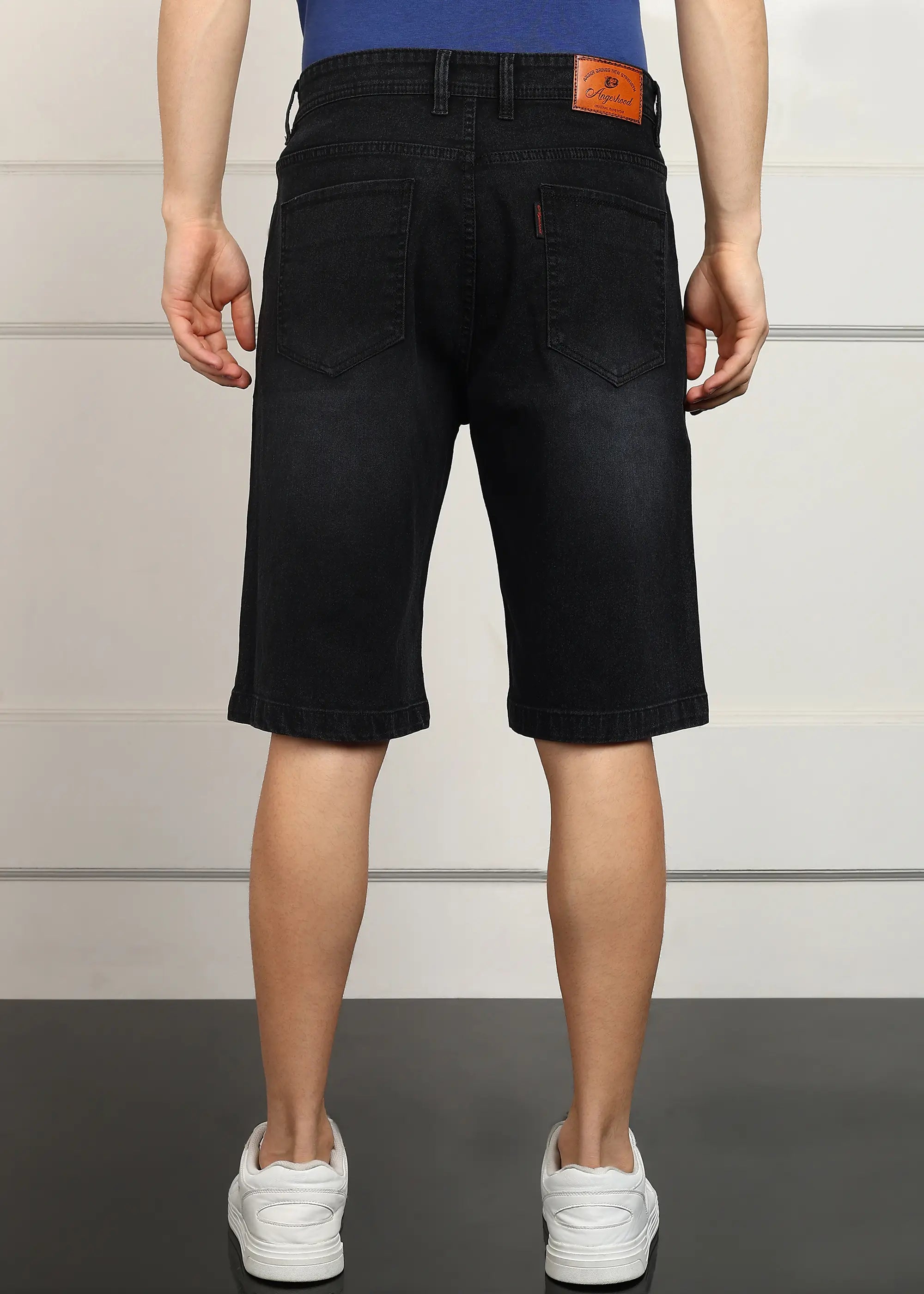 ANGERHOOD Solid Men Denim Dark Grey Baggy Shorts