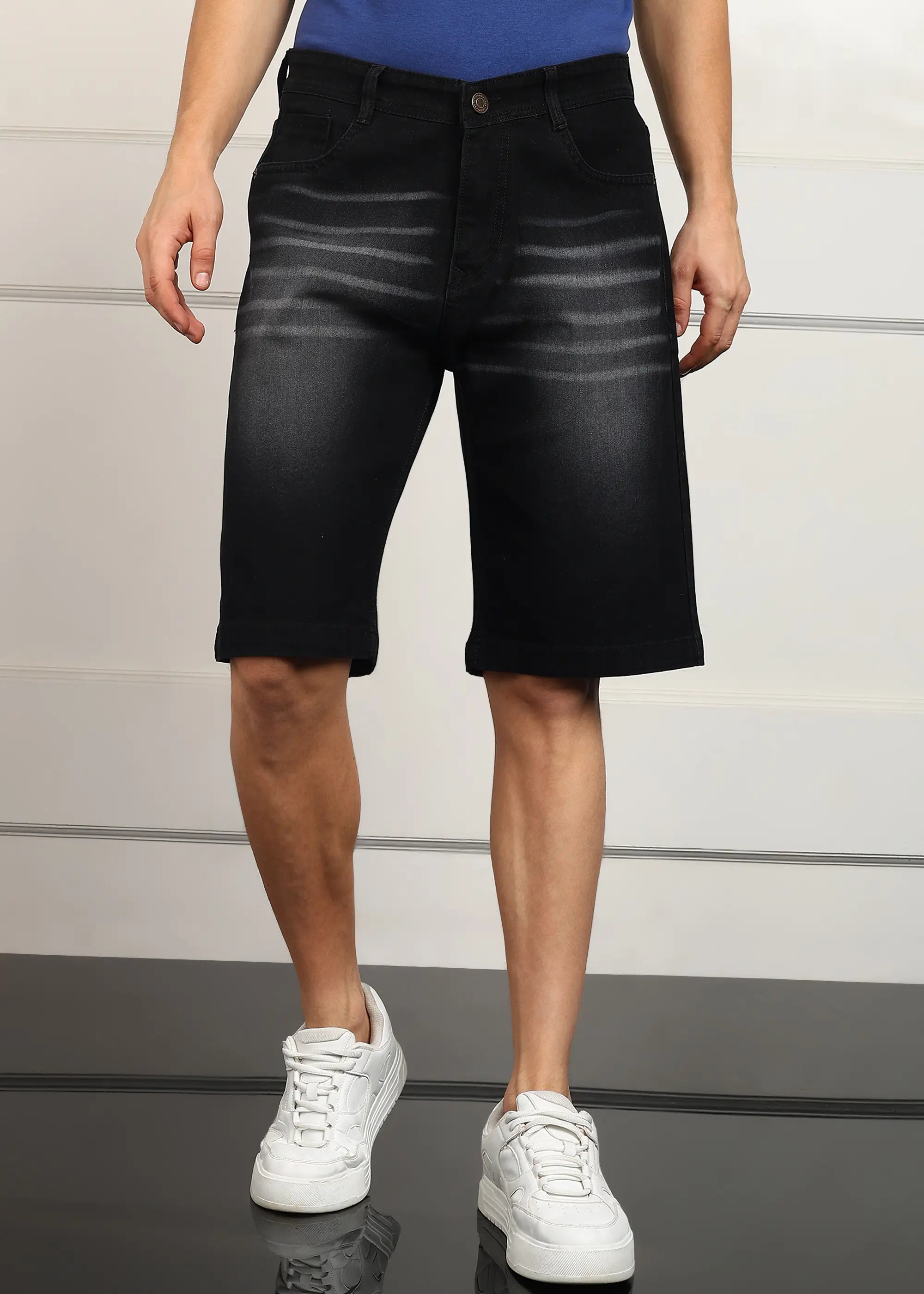 ANGERHOOD Solid Men Denim Dark Grey Baggy Shorts