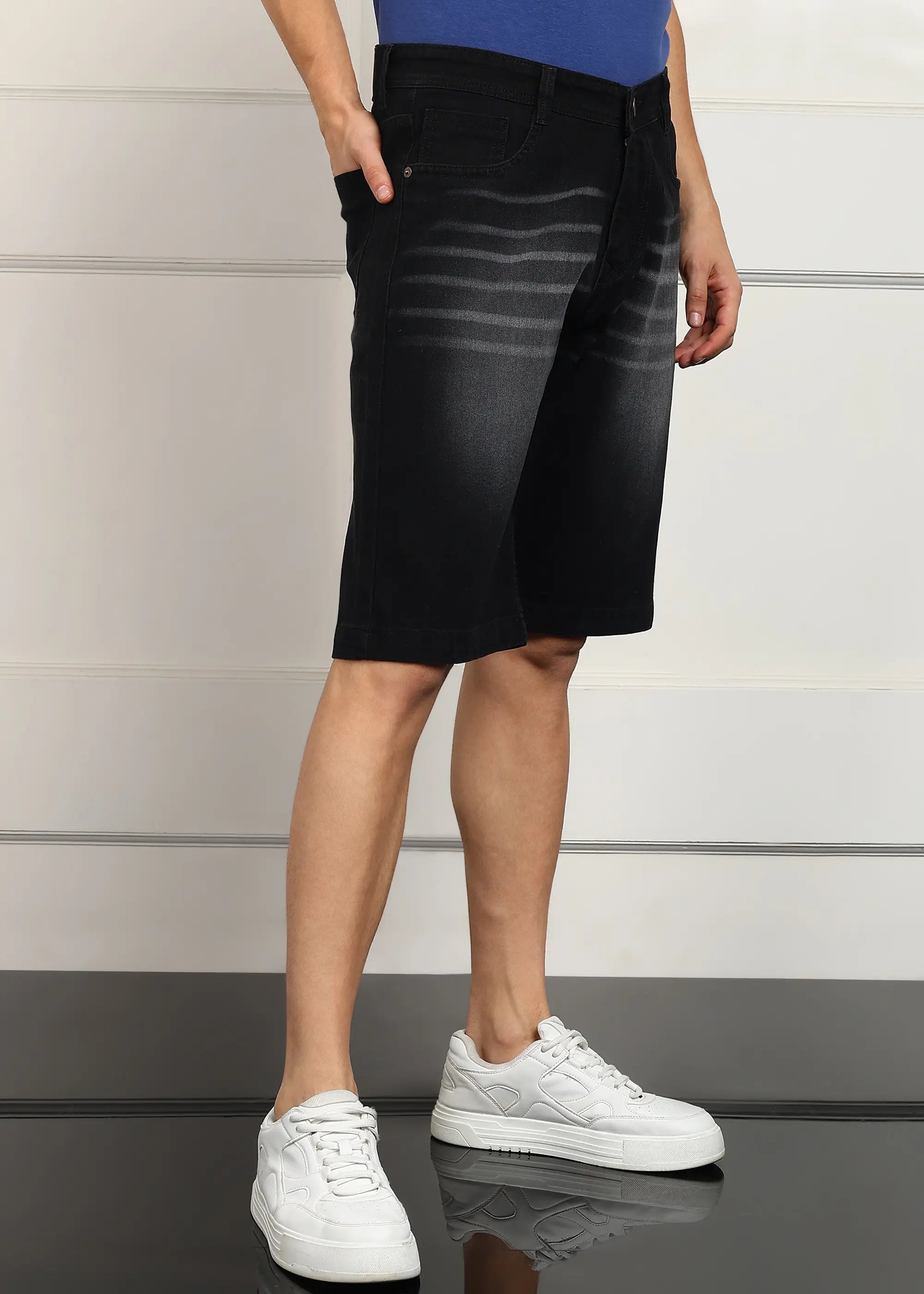 ANGERHOOD Solid Men Denim Dark Grey Baggy Shorts