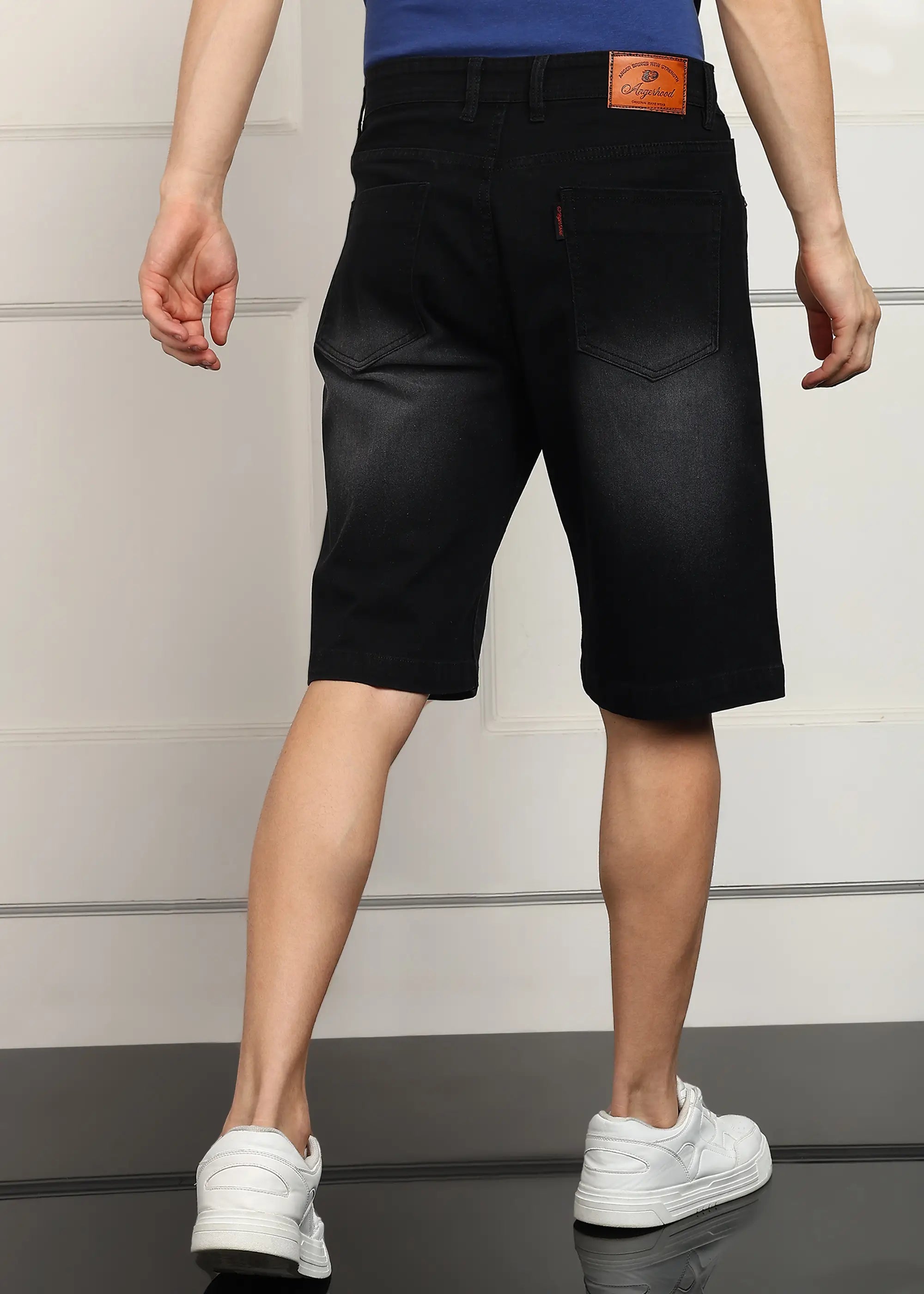ANGERHOOD Solid Men Denim Dark Grey Baggy Shorts