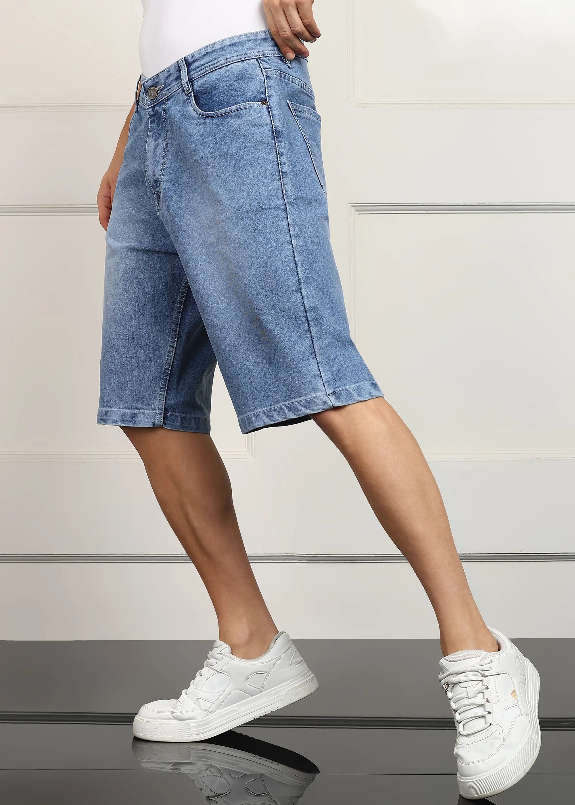 ANGERHOOD Solid Men Denim Light Blue Baggy Shorts