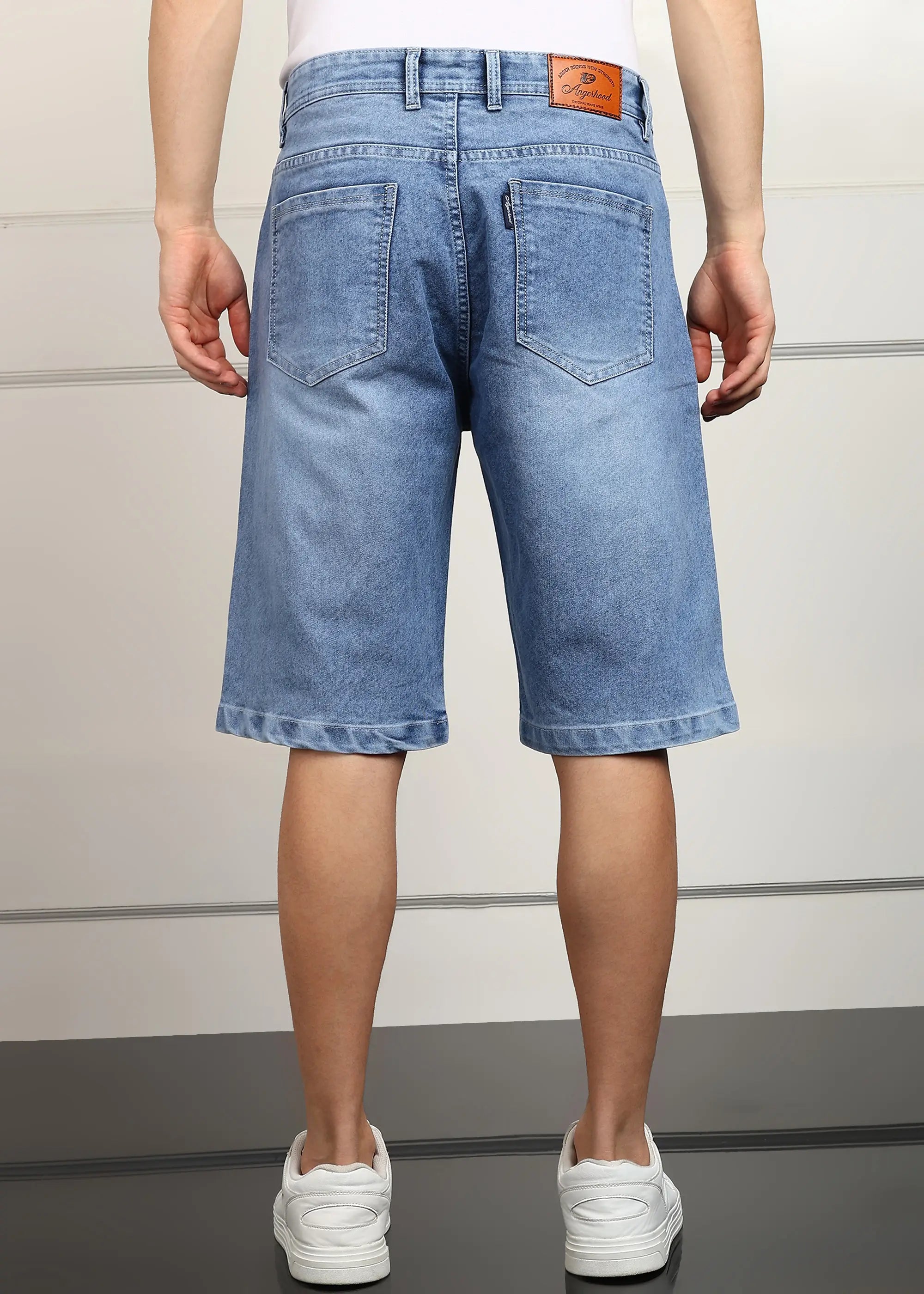 ANGERHOOD Solid Men Denim Light Blue Baggy Shorts