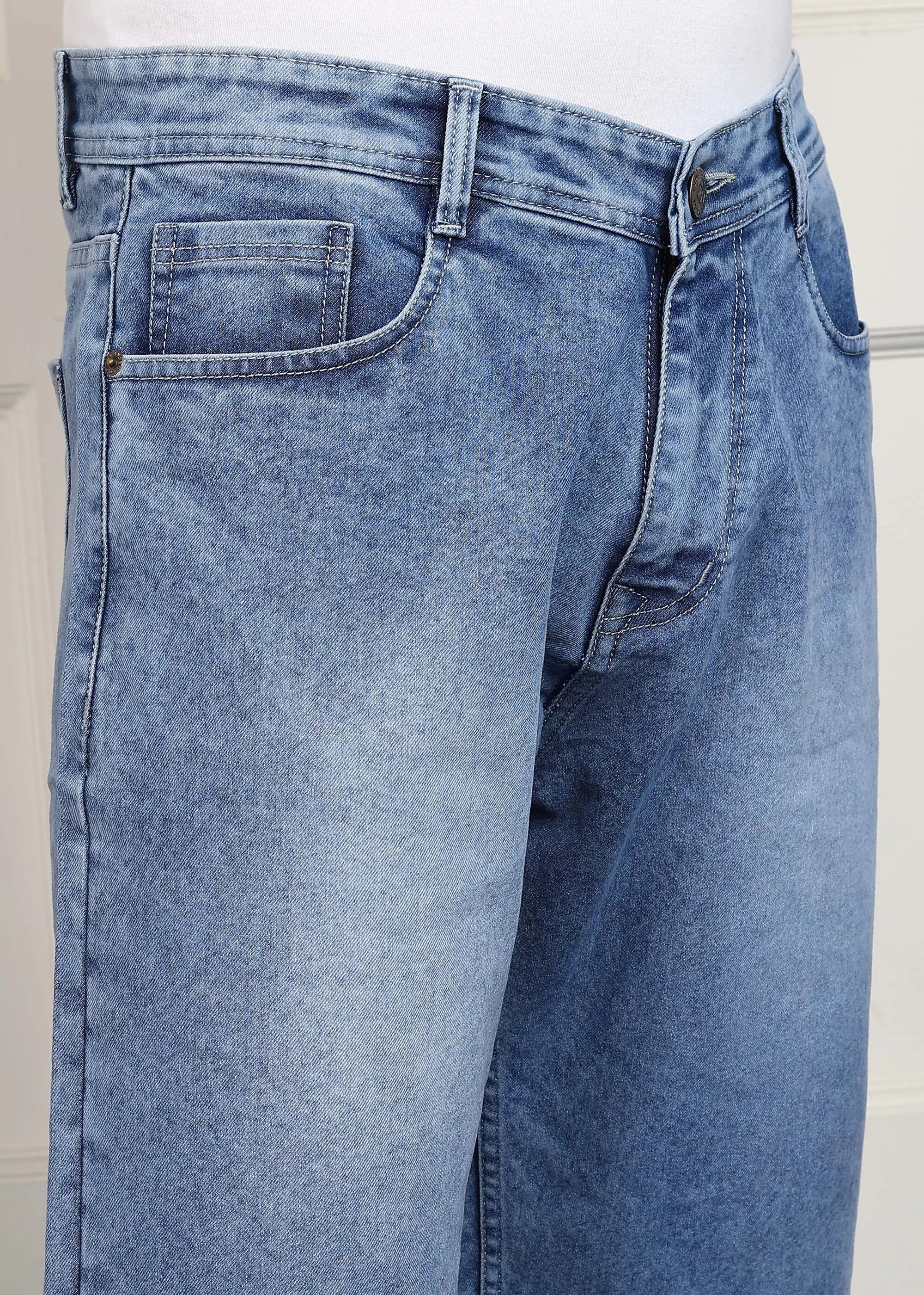 ANGERHOOD Solid Men Denim Light Blue Baggy Shorts