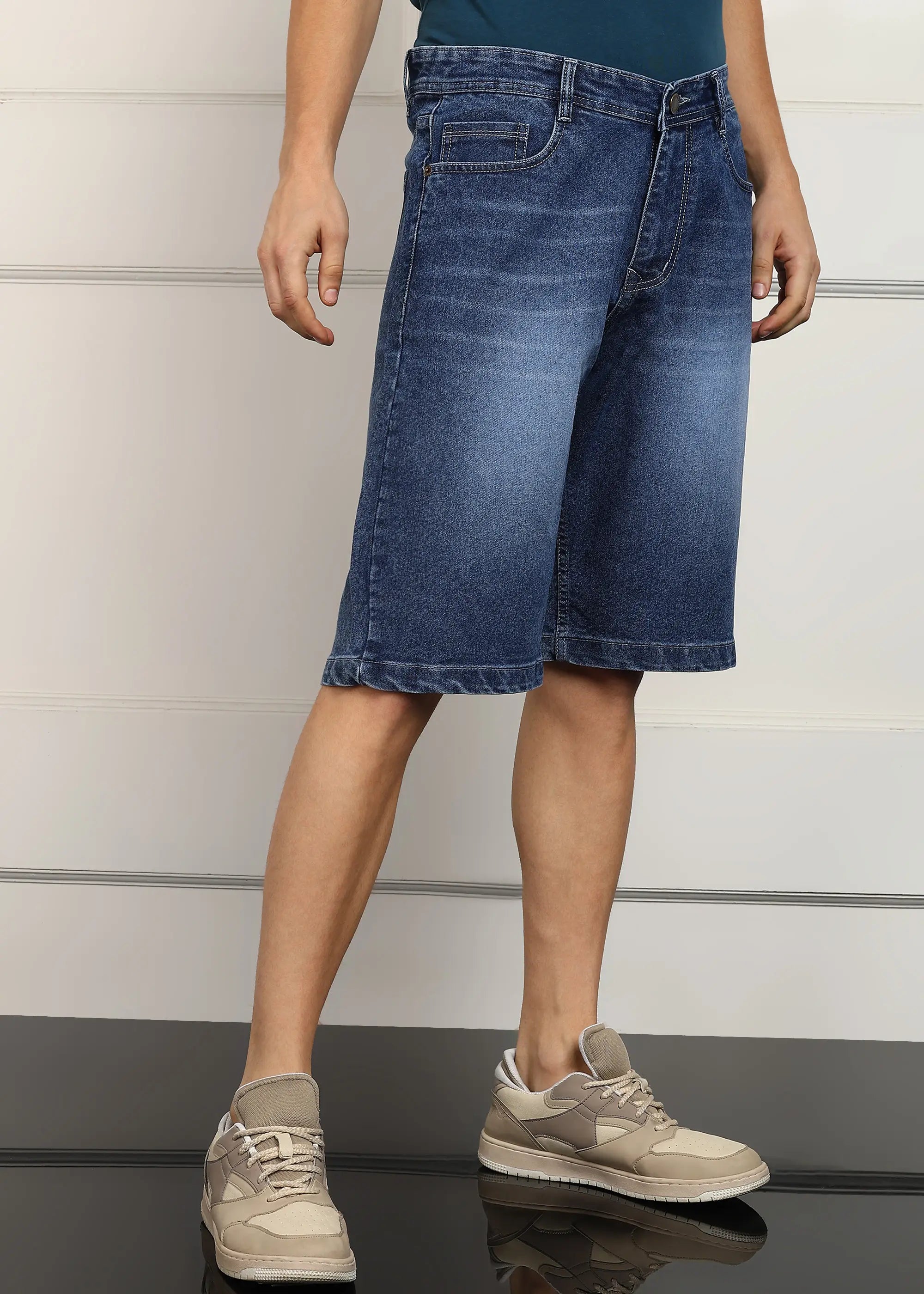 ANGERHOOD Solid Men Denim Dark Blue Baggy Shorts