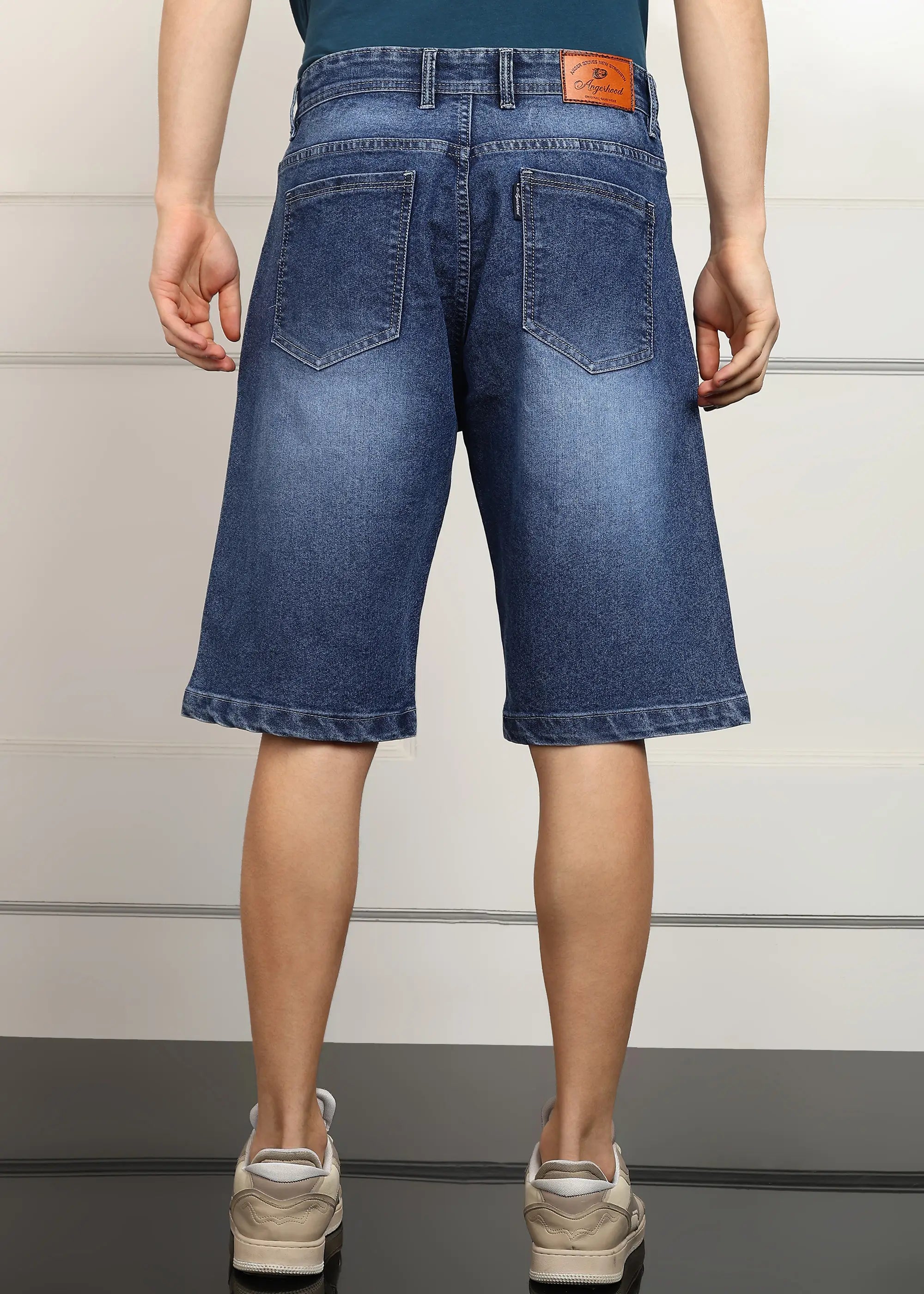 ANGERHOOD Solid Men Denim Dark Blue Baggy Shorts