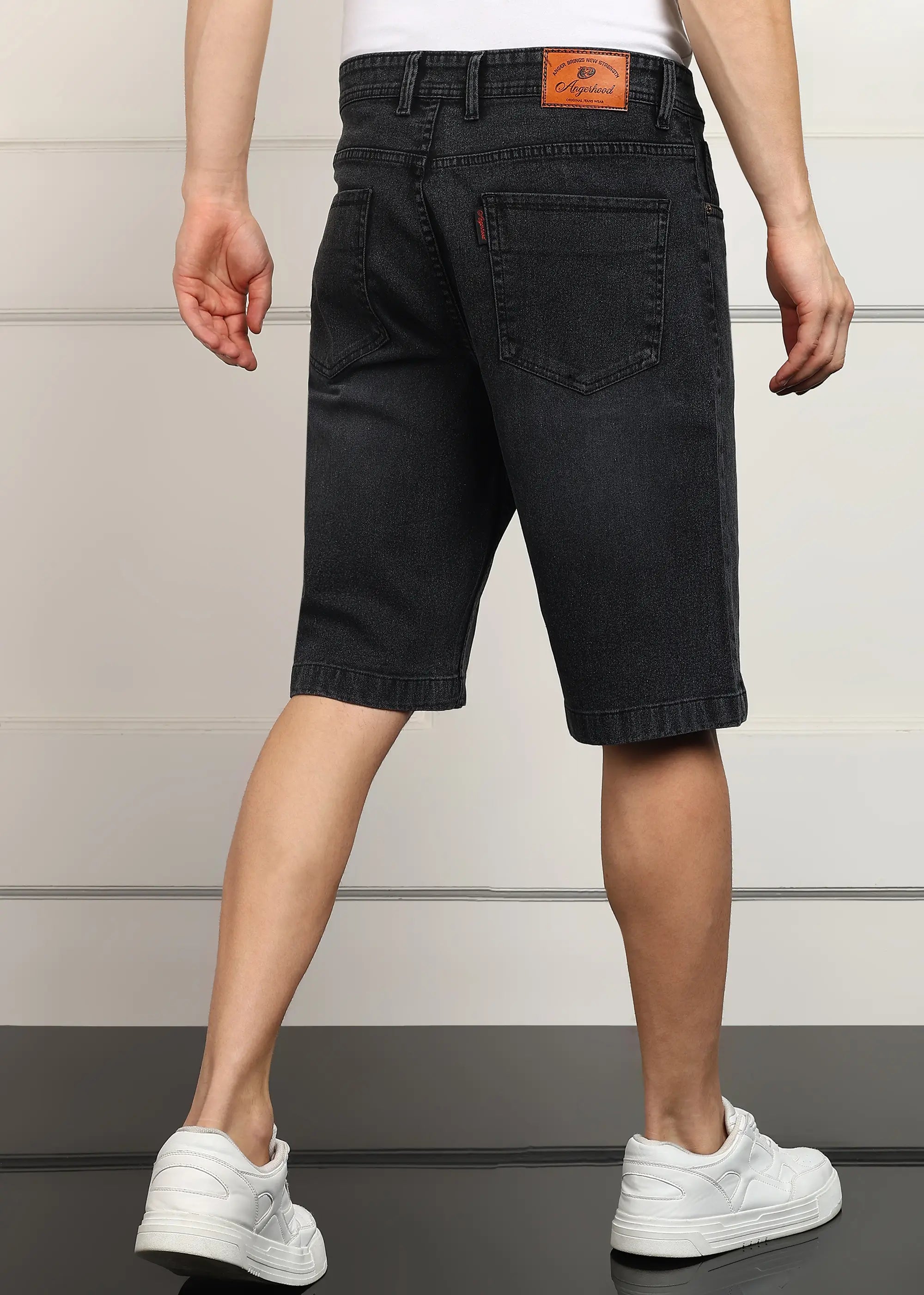 ANGERHOOD Solid Men Denim Dark Grey Baggy Shorts