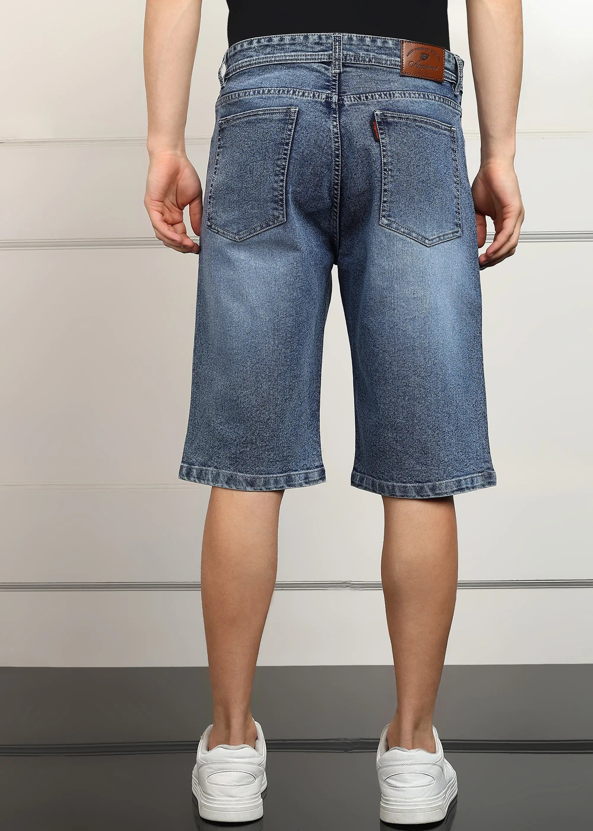 ANGERHOOD Solid Men Denim Light Blue Baggy Shorts
