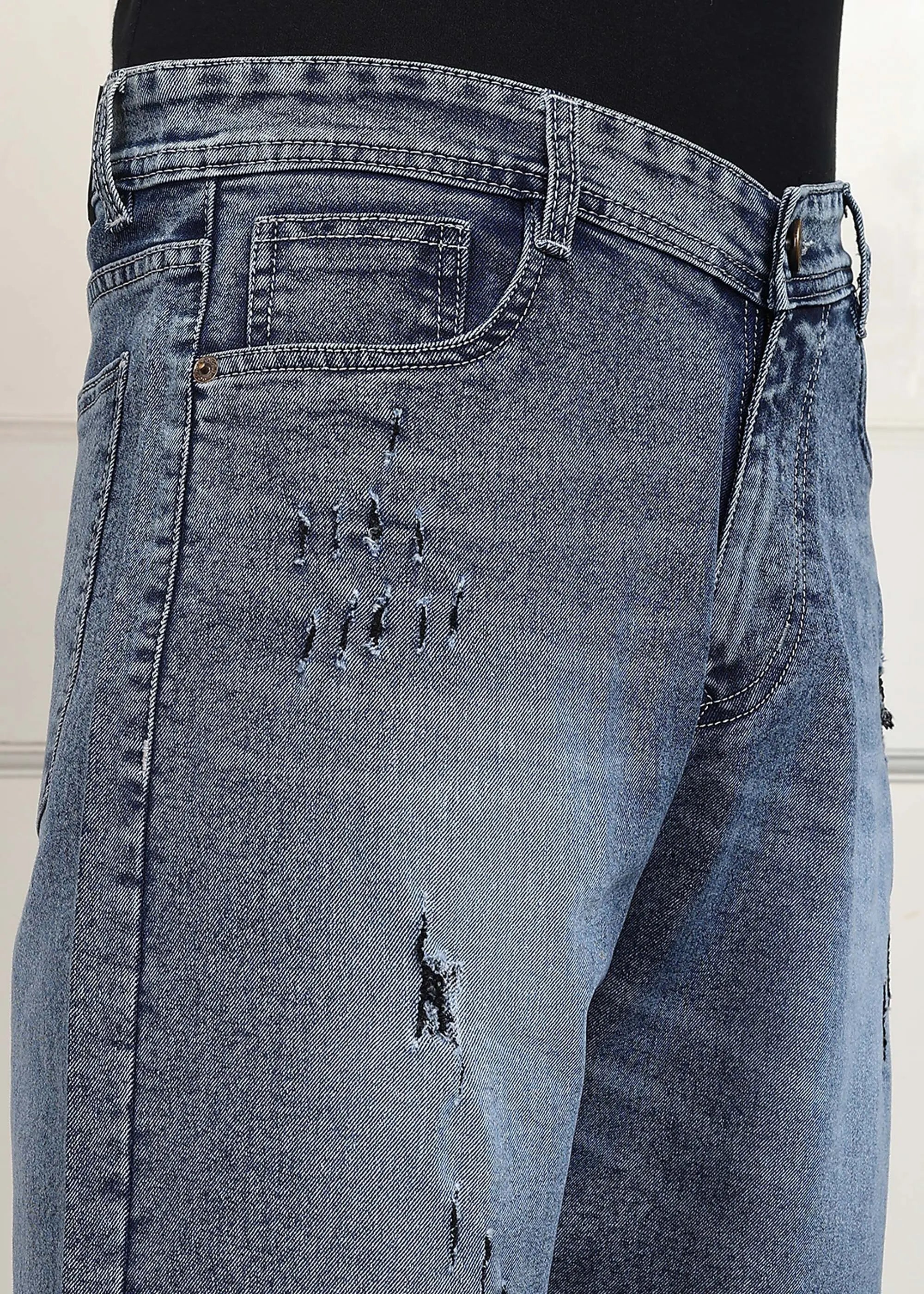 ANGERHOOD Solid Men Denim Light Blue Baggy Shorts