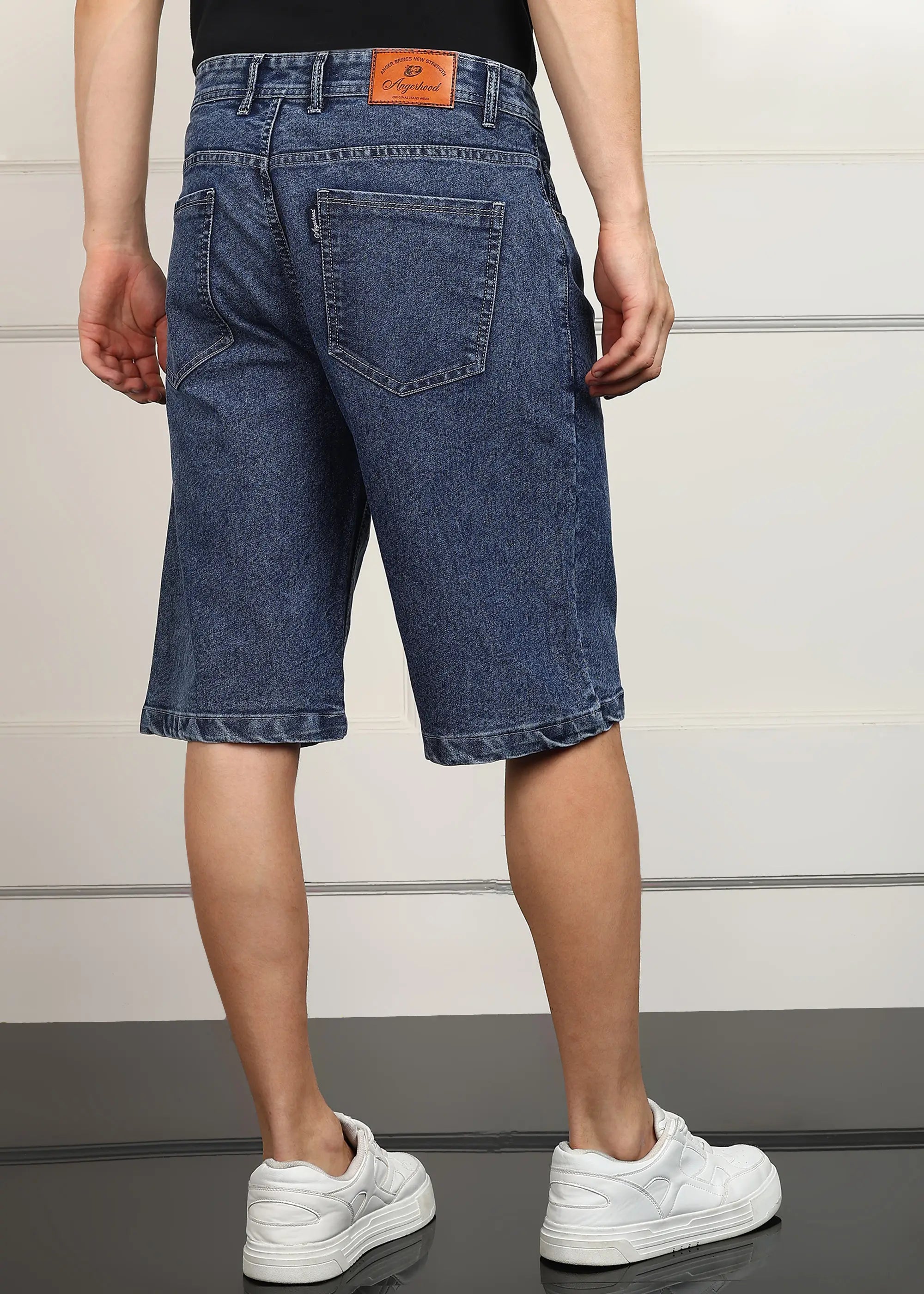 ANGERHOOD Solid Men Denim Dark Blue Baggy Shorts