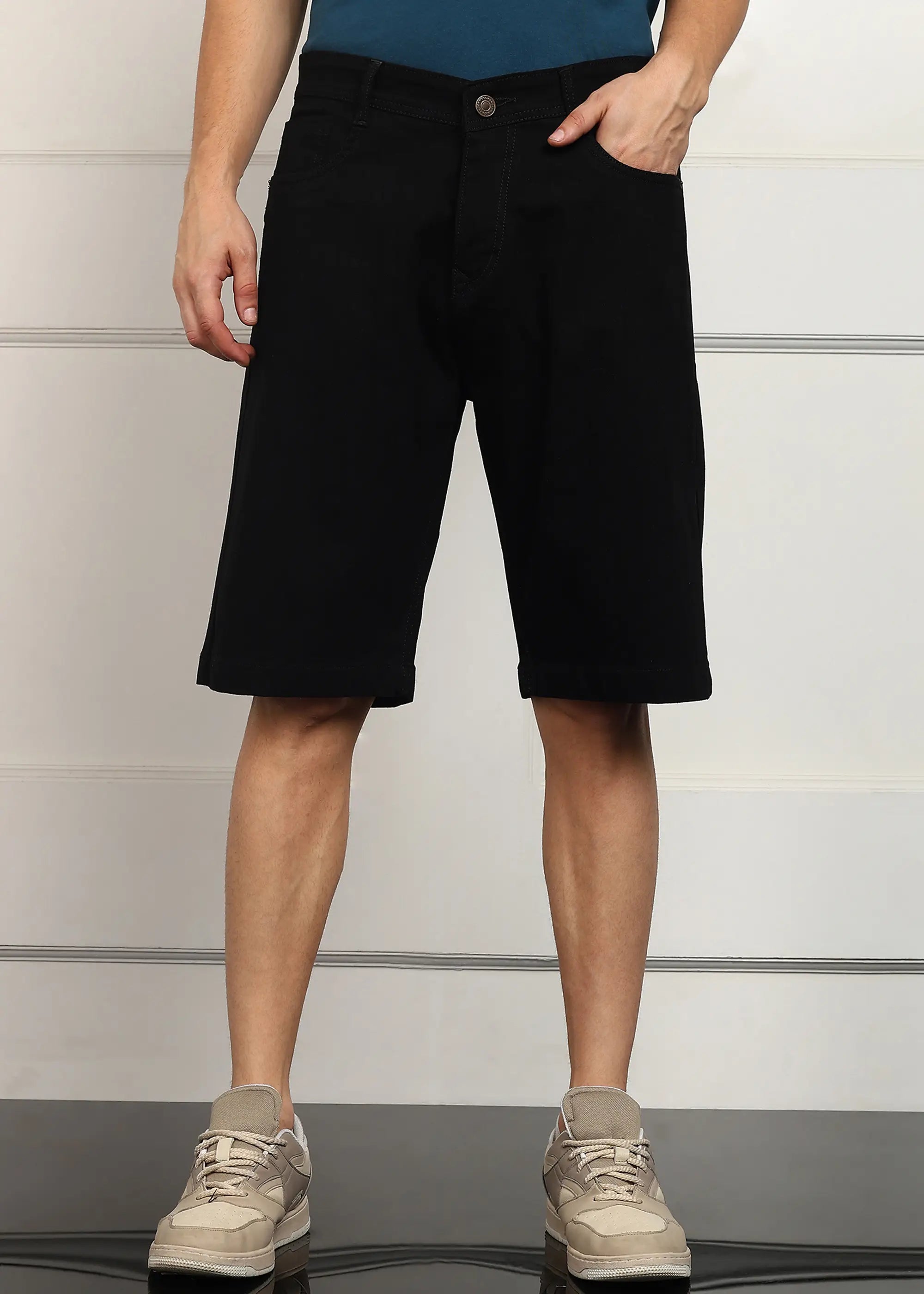 ANGERHOOD Solid Men Denim Black Baggy Shorts