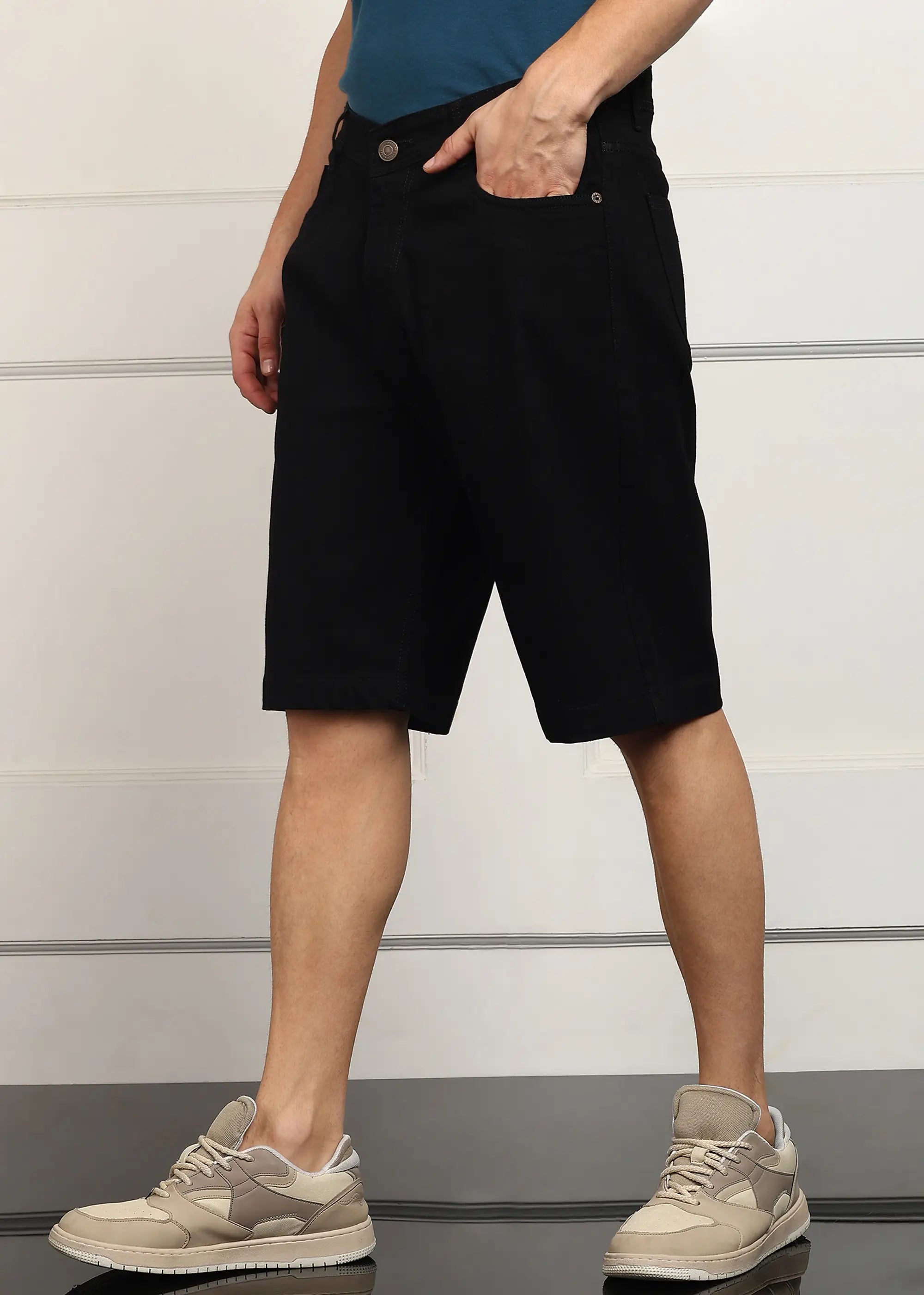 ANGERHOOD Solid Men Denim Black Baggy Shorts