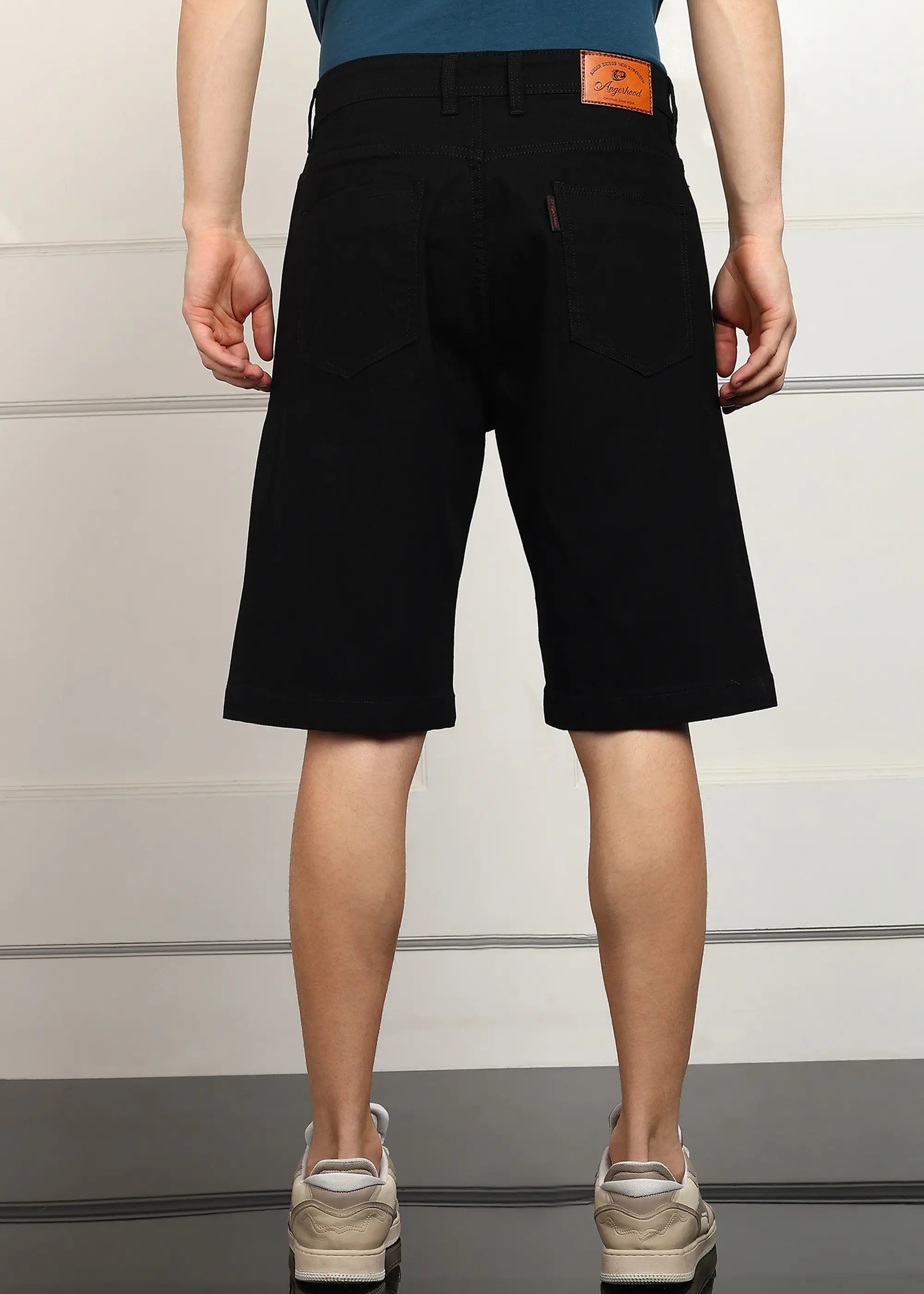 ANGERHOOD Solid Men Denim Black Baggy Shorts
