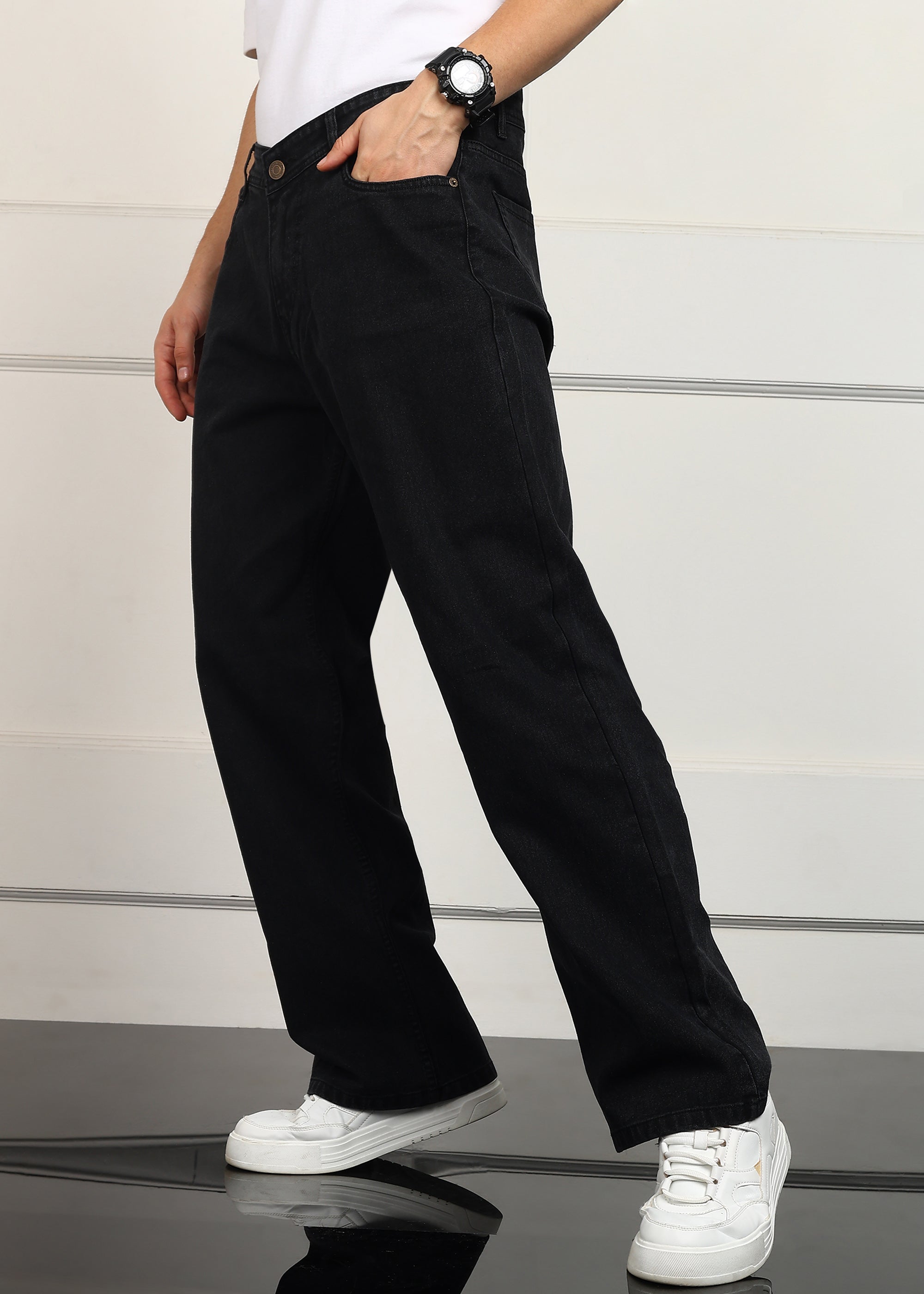 ANGERHOOD Loose Fit Men Black Jeans