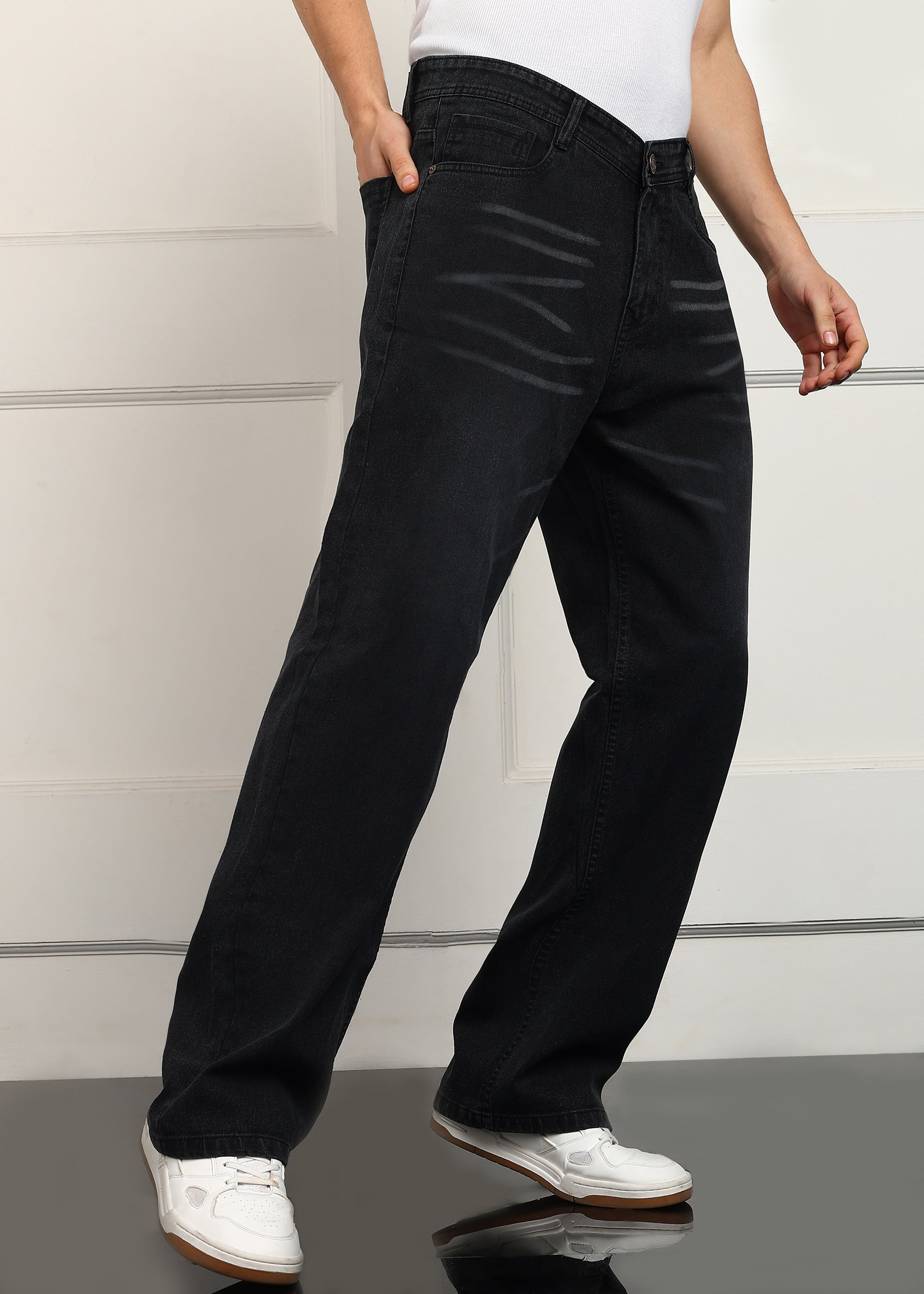 ANGERHOOD Loose Fit Men Black Jeans