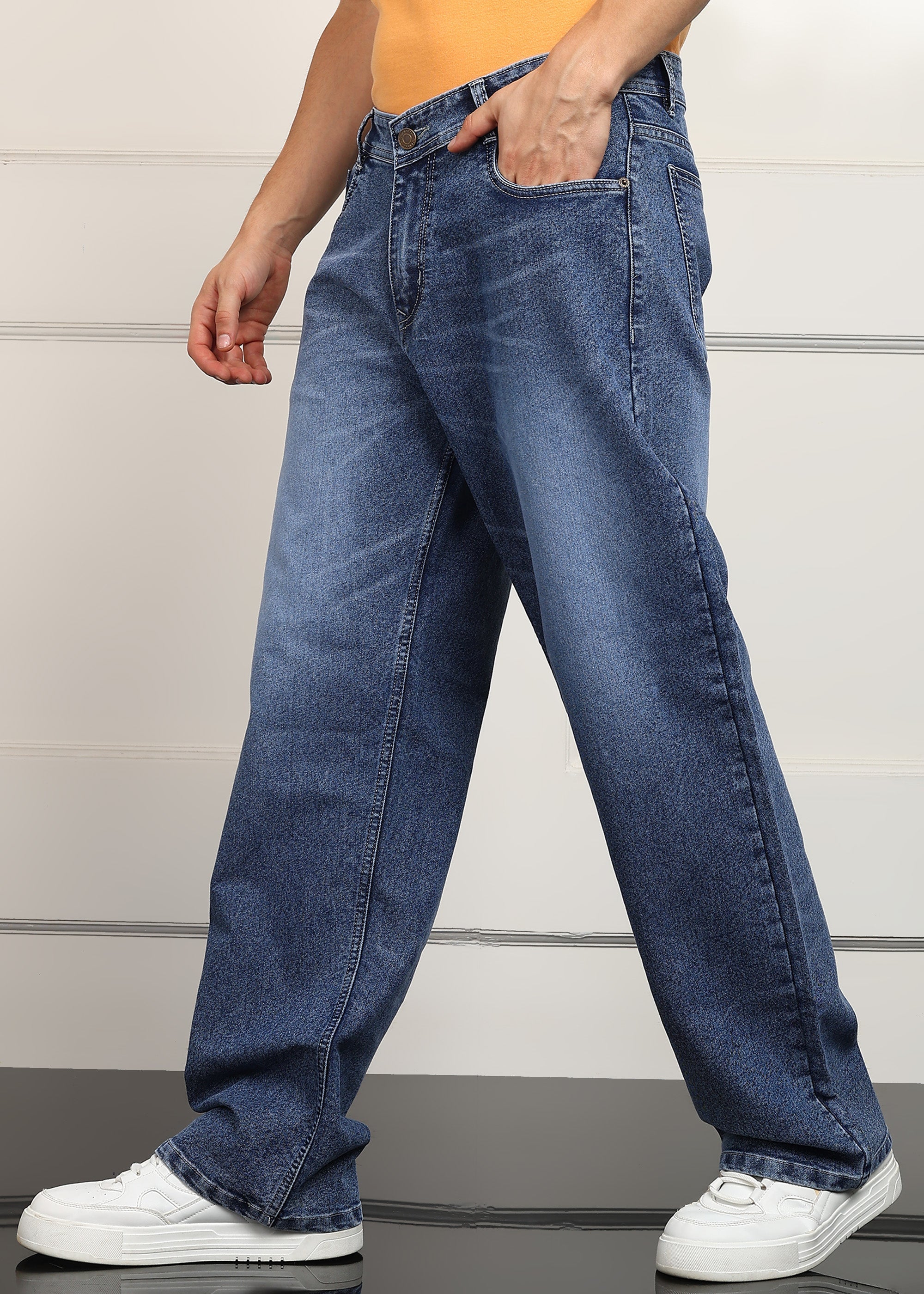 ANGERHOOD Loose Fit Men Blue Baggy Jeans