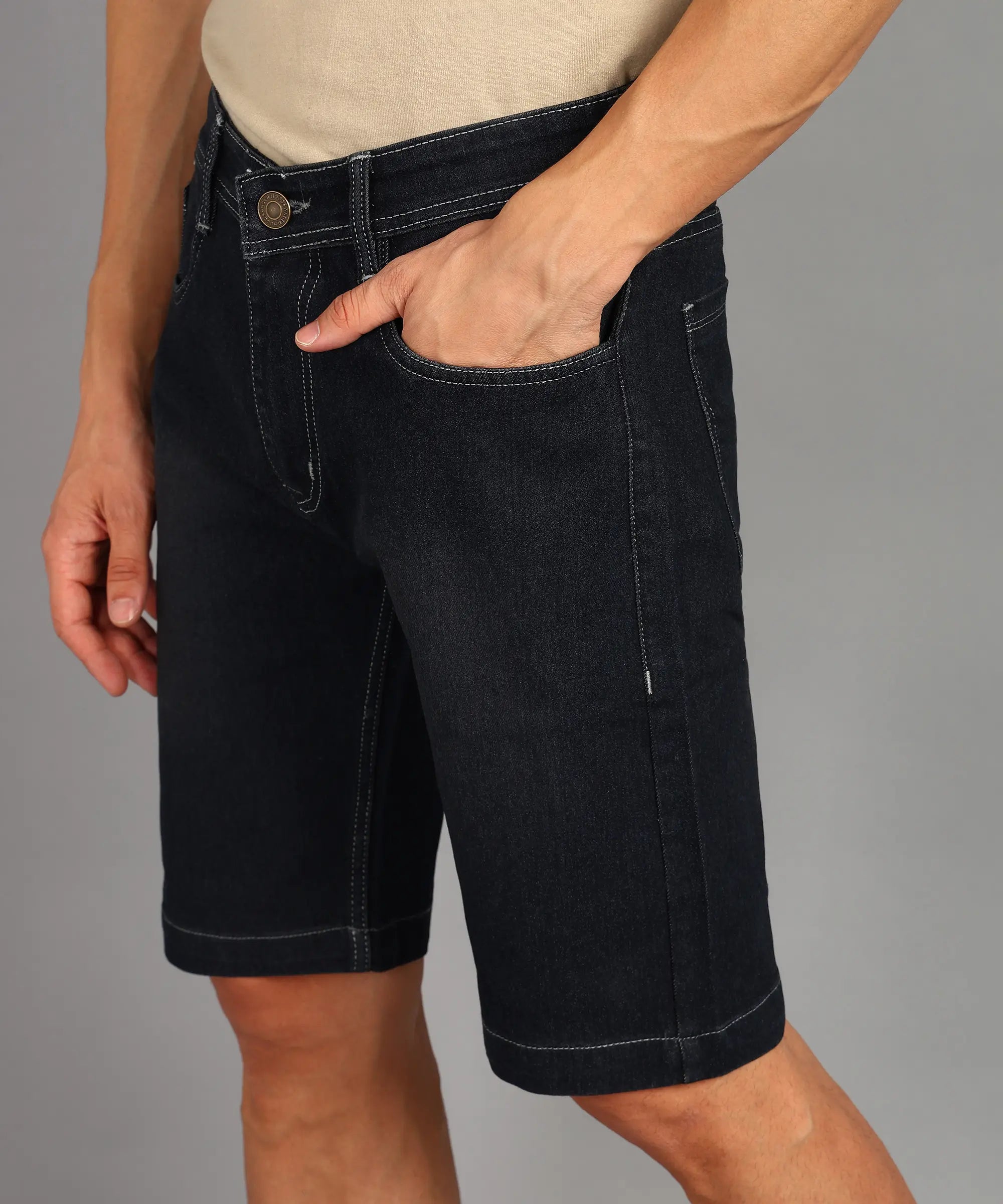 ANGERHOOD Solid Men Denim Grey Shorts