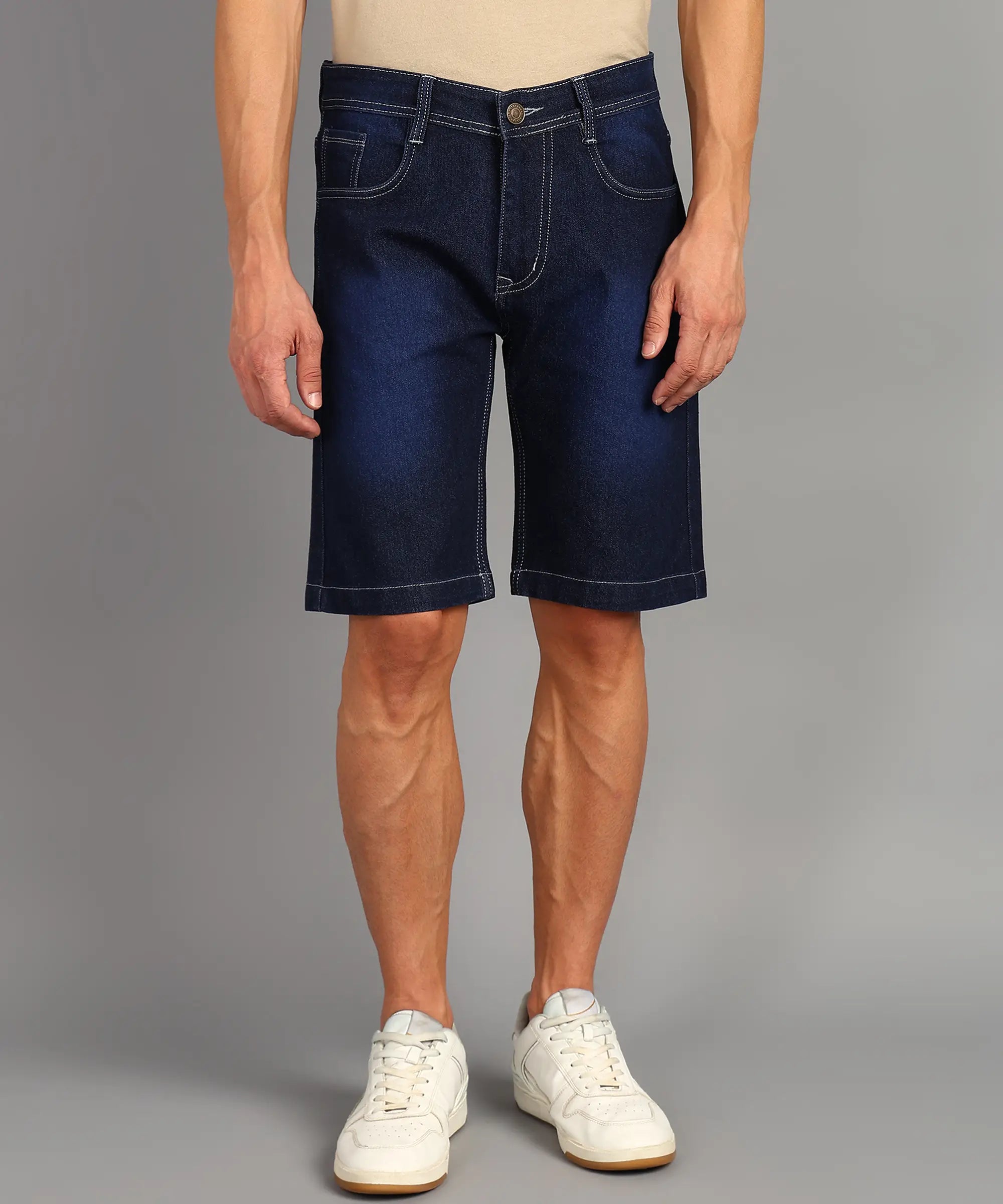 ANGERHOOD Solid Men Denim Dark Blue Denim Shorts