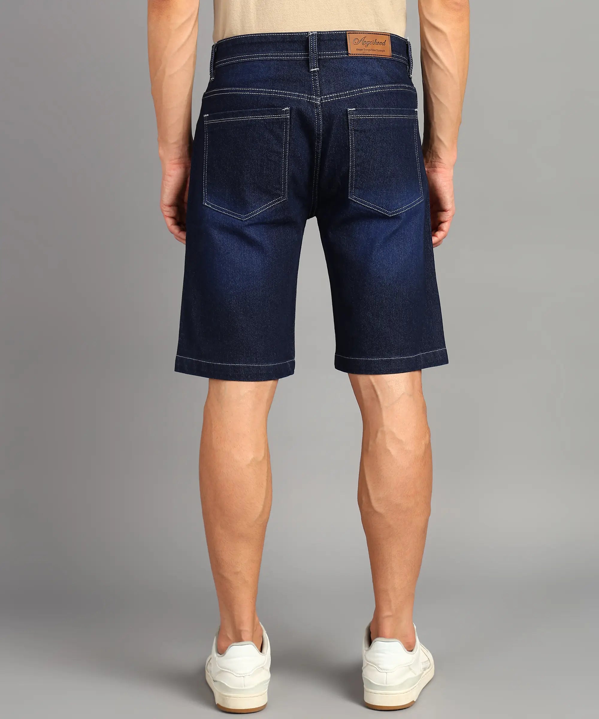 ANGERHOOD Solid Men Denim Dark Blue Denim Shorts