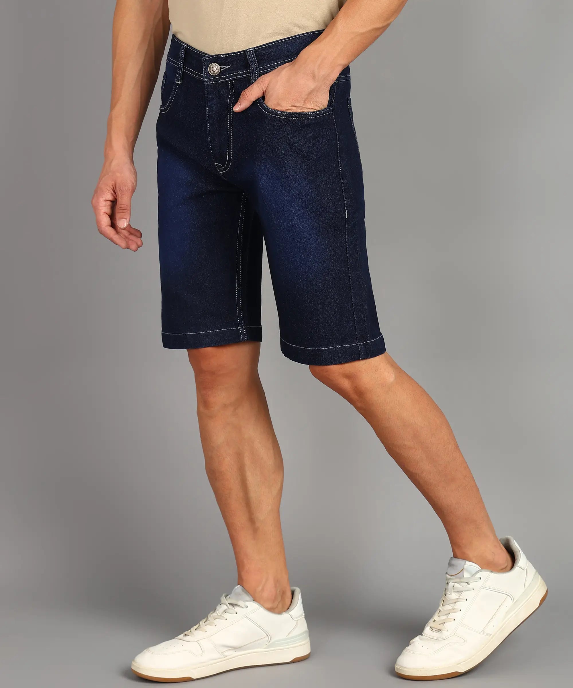 ANGERHOOD Solid Men Denim Dark Blue Denim Shorts