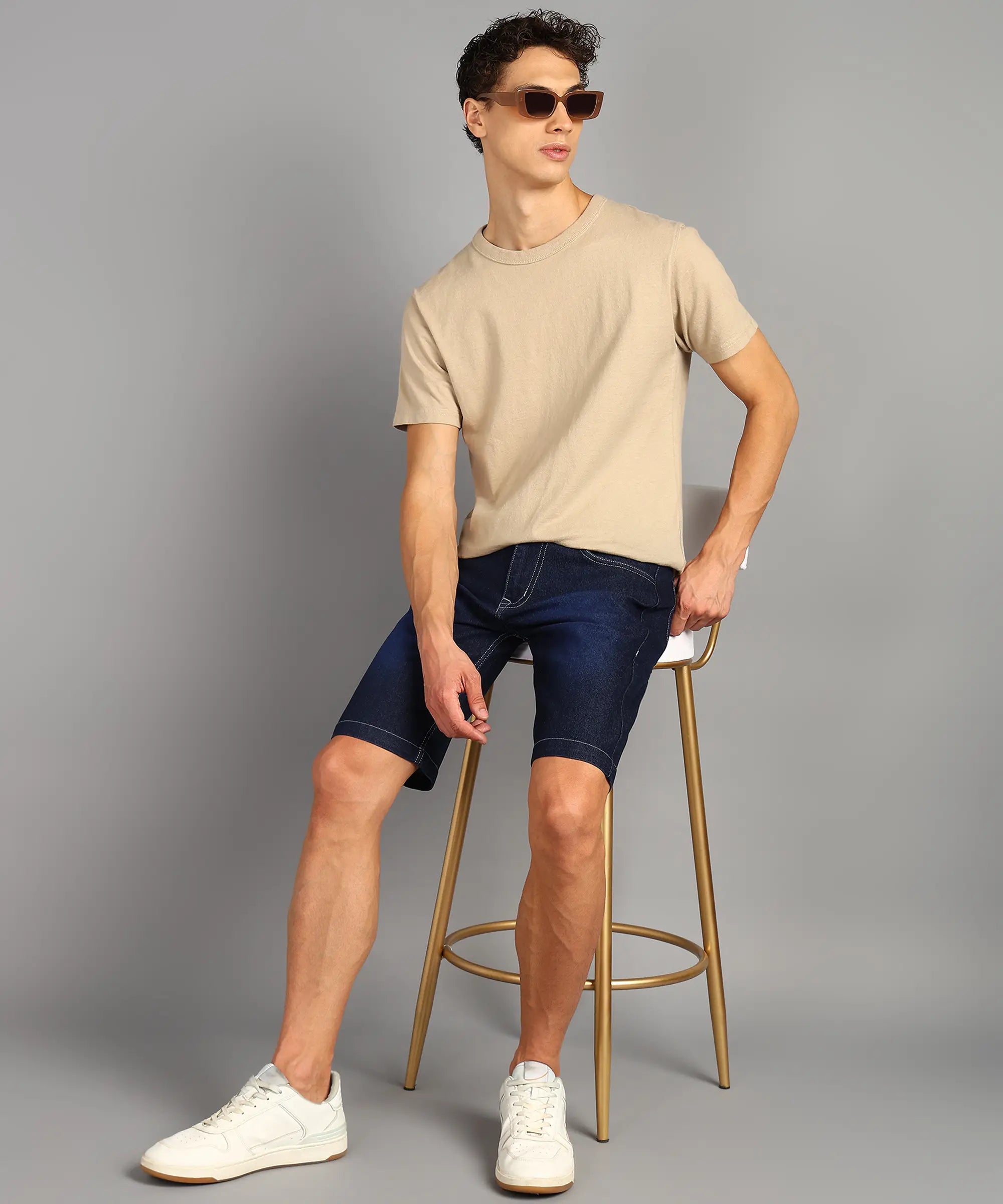 ANGERHOOD Solid Men Denim Dark Blue Denim Shorts