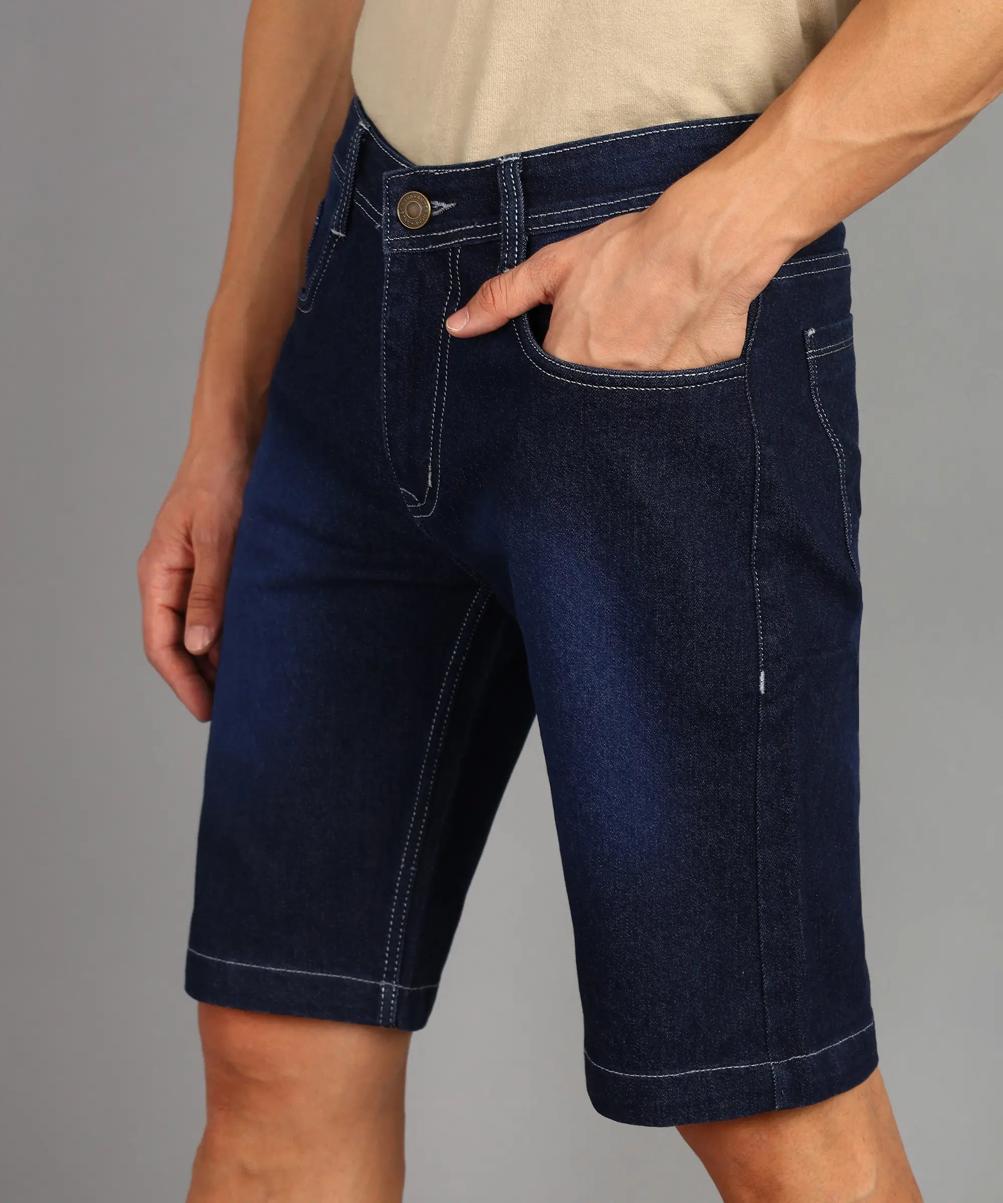ANGERHOOD Solid Men Denim Dark Blue Denim Shorts