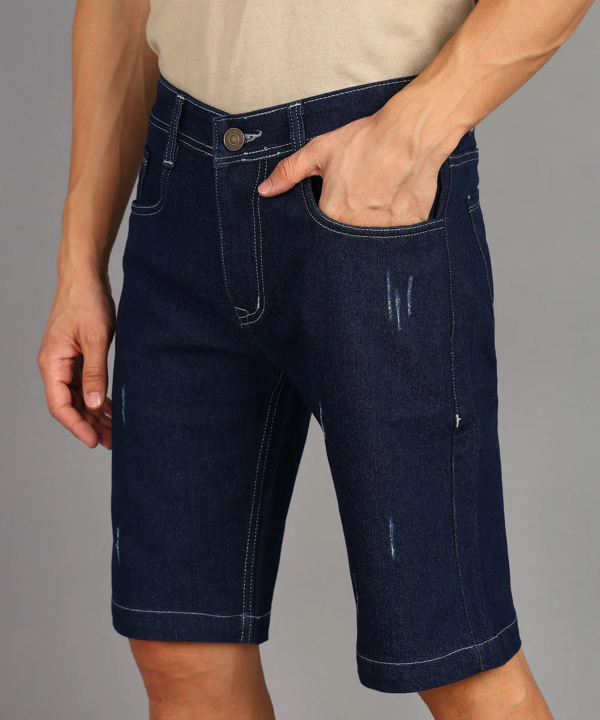 ANGERHOOD Solid Men Denim Blue Denim Shorts