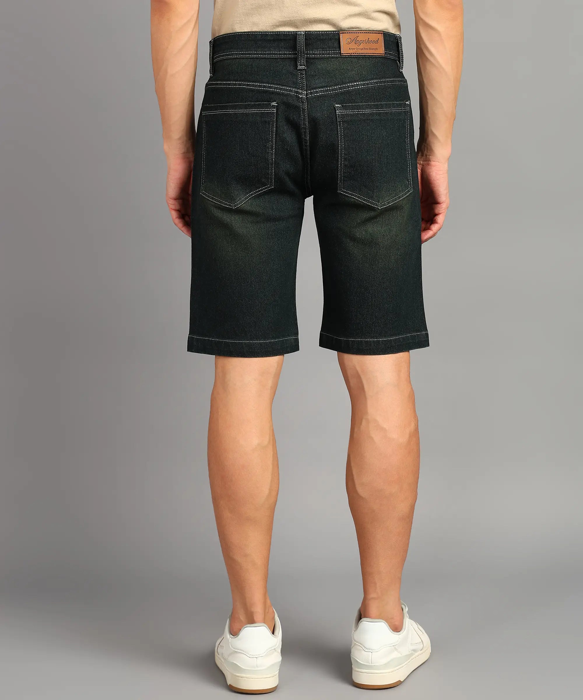 ANGERHOOD Solid Men Denim Dark Green Shorts