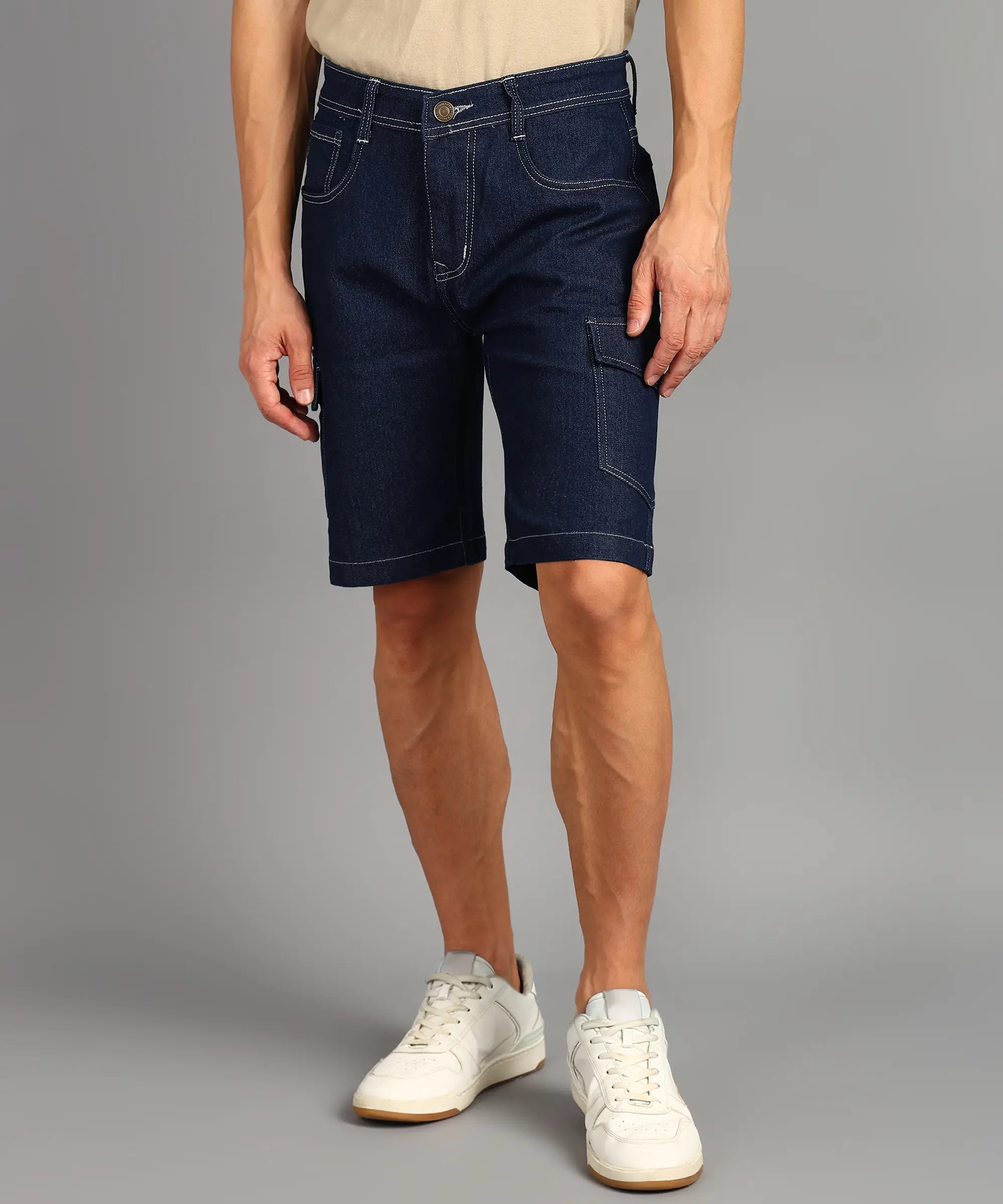 ANGERHOOD Solid Men Denim Dark Blue Denim Shorts