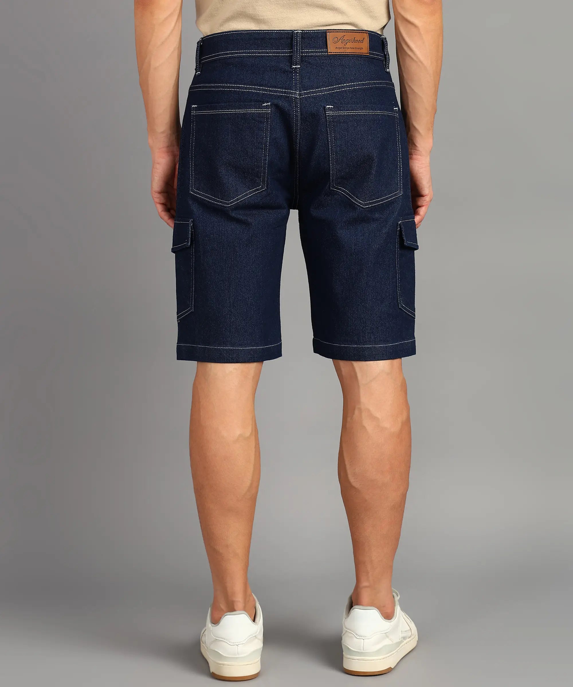 ANGERHOOD Solid Men Denim Dark Blue Denim Shorts