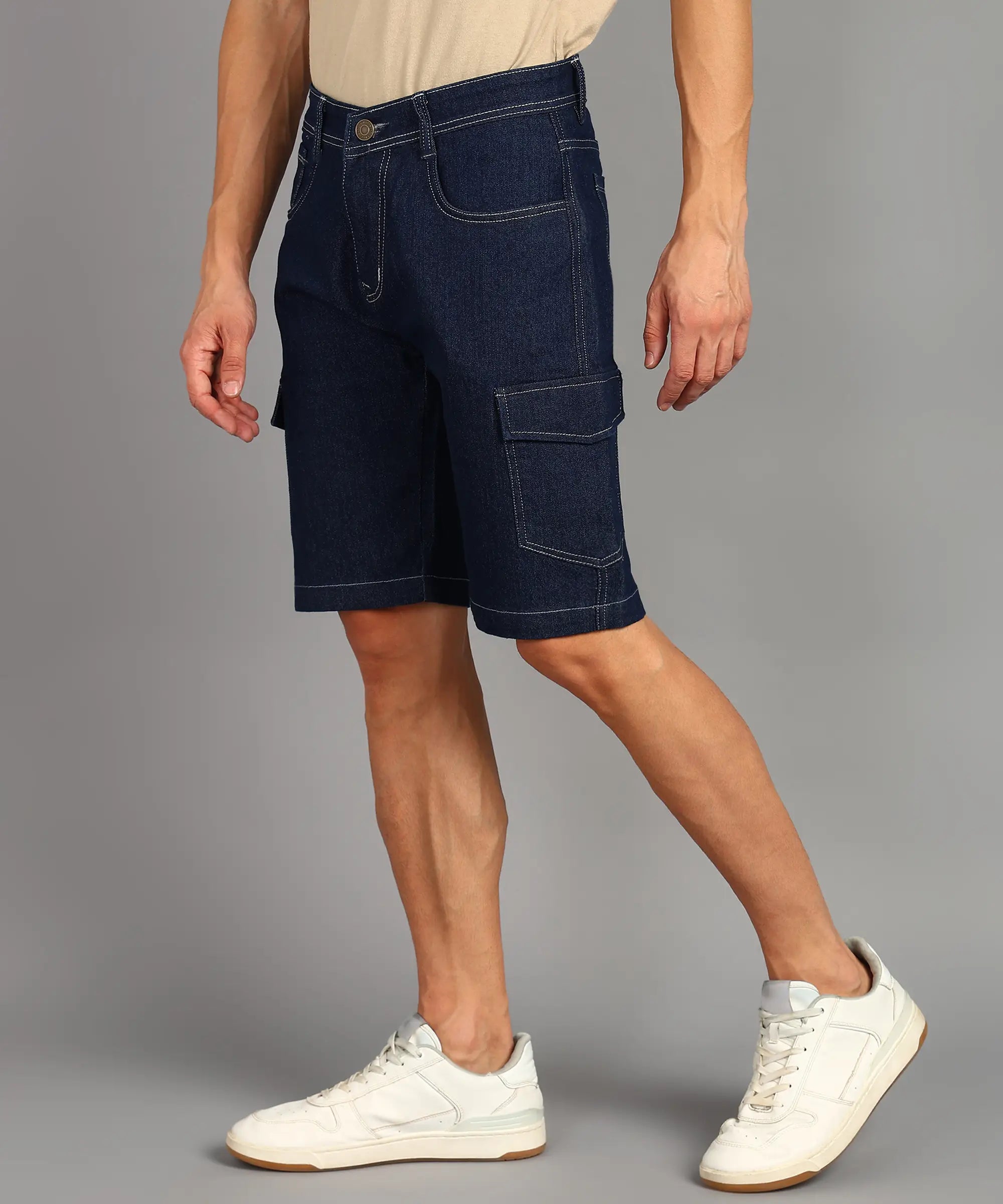 ANGERHOOD Solid Men Denim Dark Blue Denim Shorts