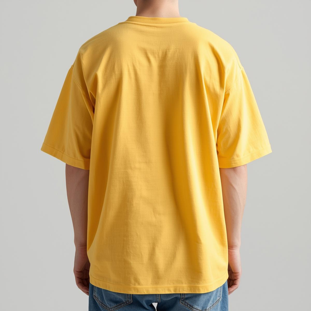 HEAVY24O GSM Oversized Fit French Terry Cotton T-Shirt - YELLOW